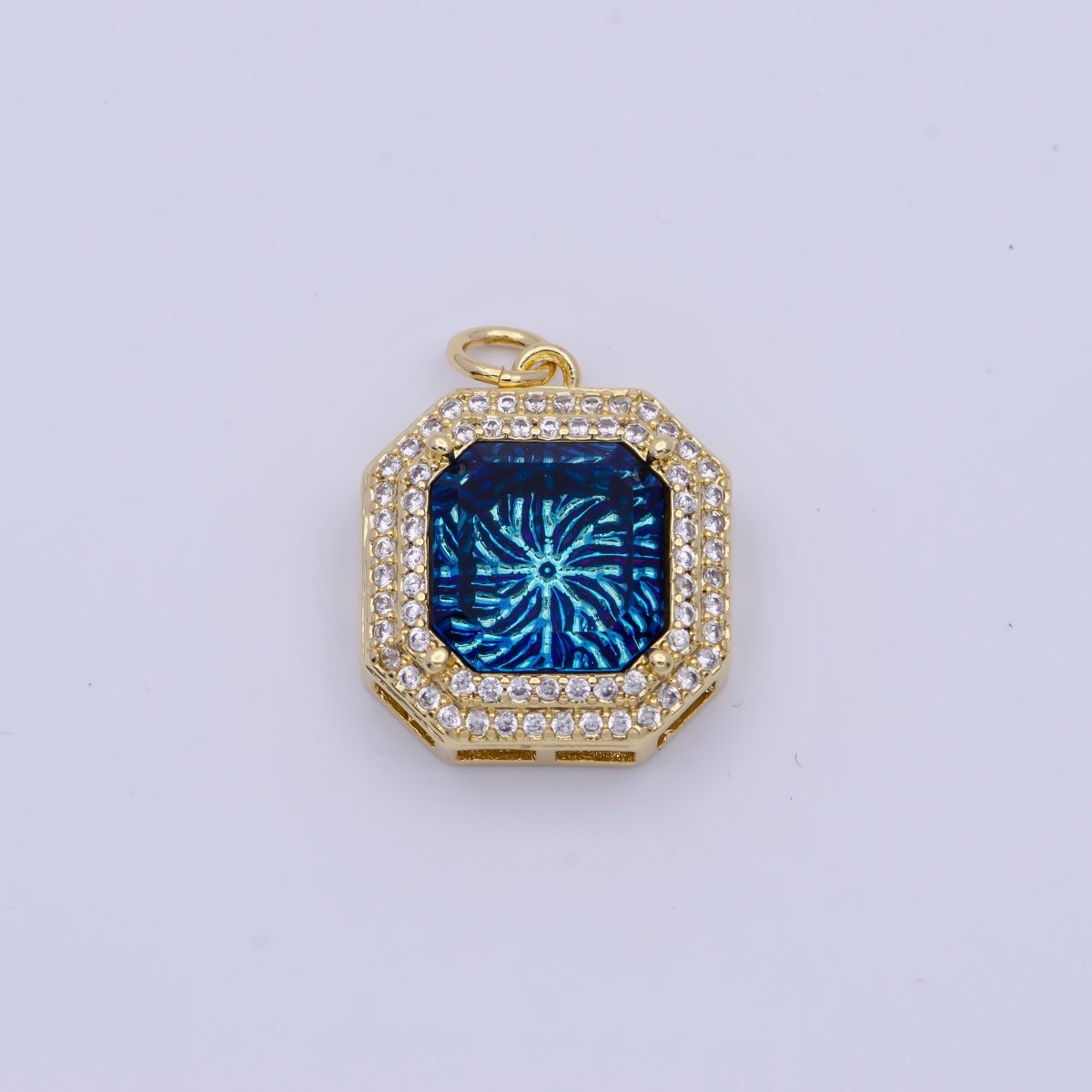 Micro Paved CZ Neon Thermal Galaxy Stone Gold Hexagonal Charm AG-068 AG-069 - DLUXCA