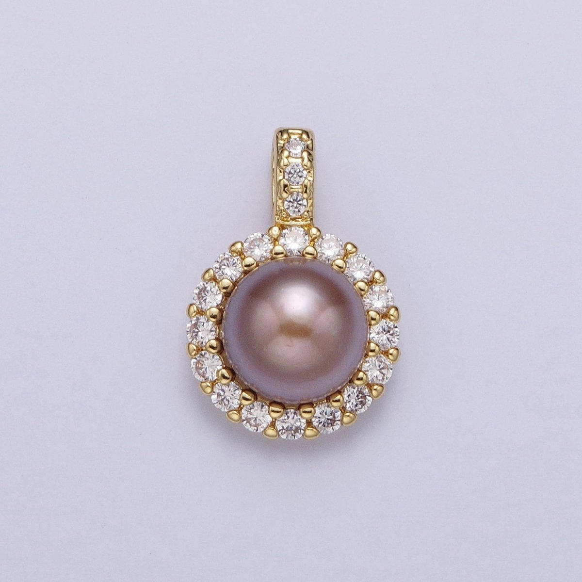 Micro Paved CZ Round White / Purple Shell Pearl Pendant For Jewelry Making H-102 H-108 - DLUXCA