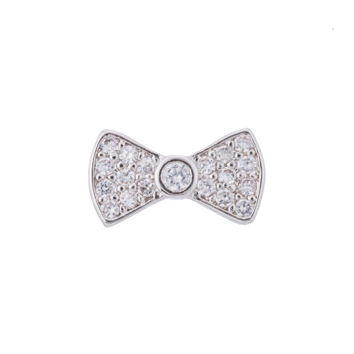 Micro Paved CZ / Turquoise Ribbon Bow Bead in Gold & Silver | B-068 - DLUXCA