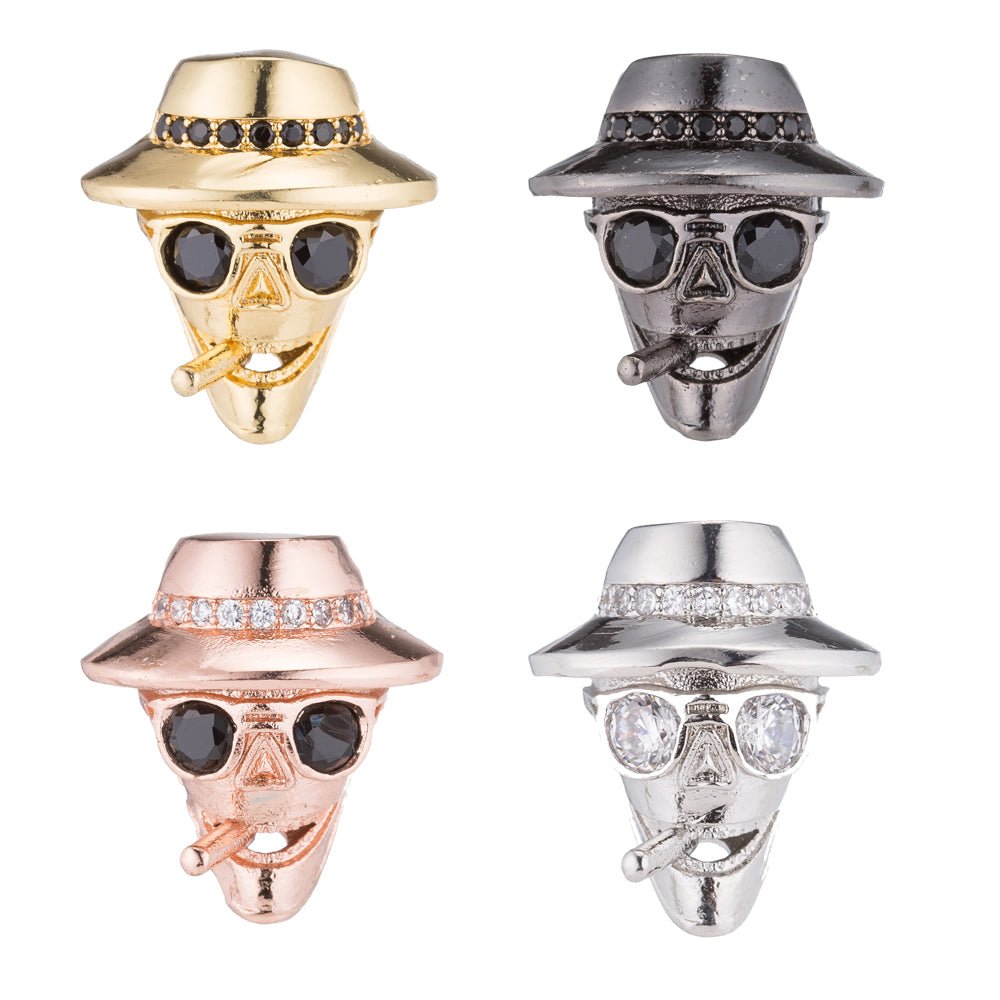 Micro Paved Gangster Mafia Godfather Smoking Cigarette Spacer Bead | B-082 - DLUXCA