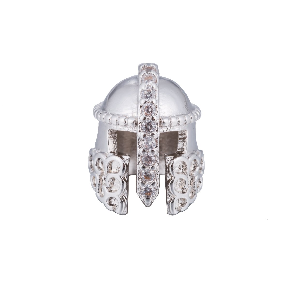 Micro Paved Gold / Silver Warrior Knight Masked Soldier Helmet Bead | B-072 - DLUXCA