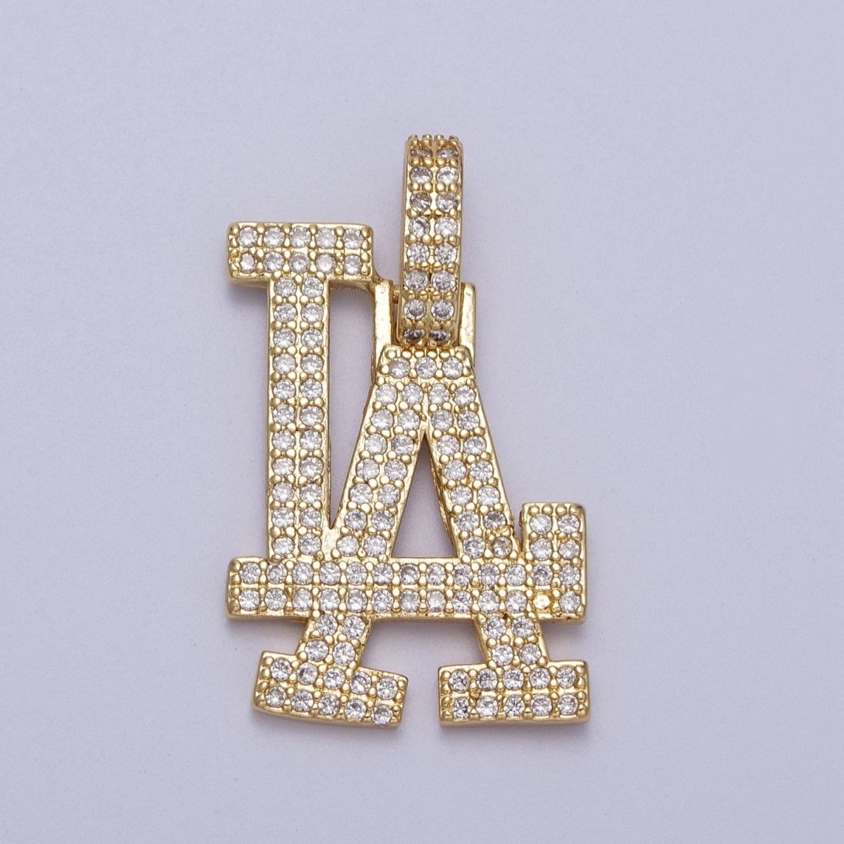 Micro Paved LA Los Angeles Dodgers Baseball Statement CZ Pendant H-810 AA-665 - DLUXCA