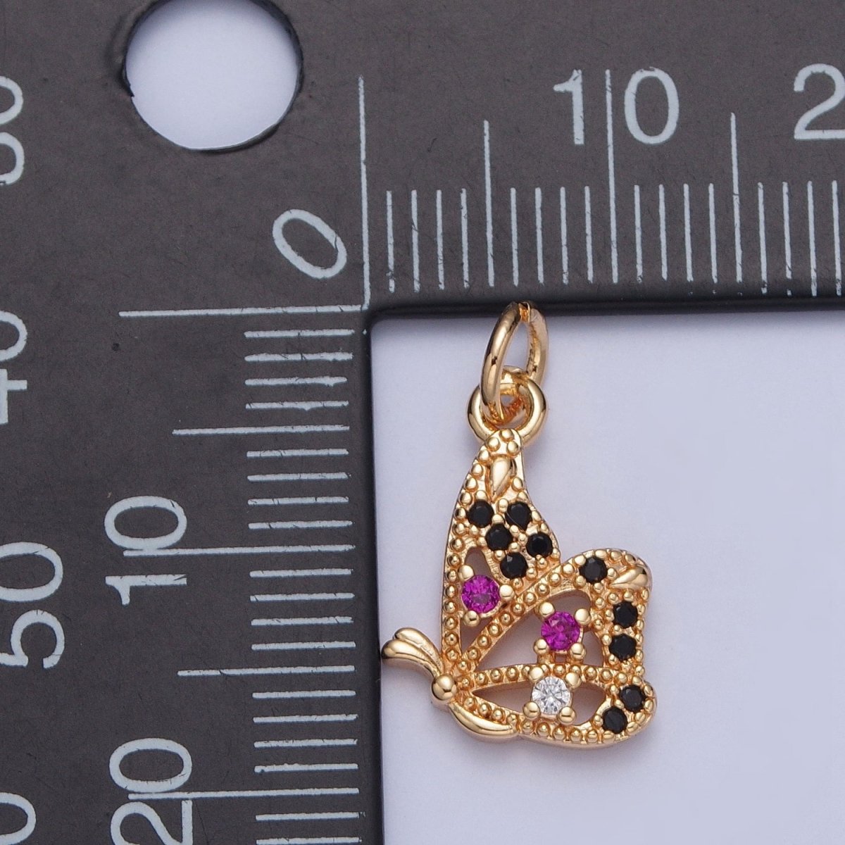 Micro Paved Multicolor, Clear CZ Dainty Flying Butterfly Add on Charm | X-183 X-184 - DLUXCA