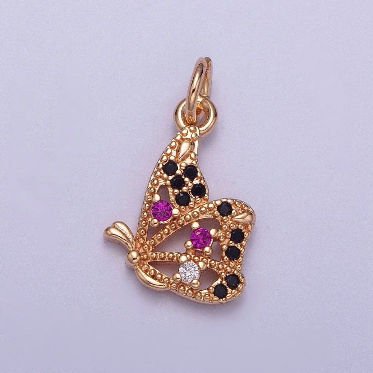 Micro Paved Multicolor, Clear CZ Dainty Flying Butterfly Add on Charm | X-183 X-184 - DLUXCA