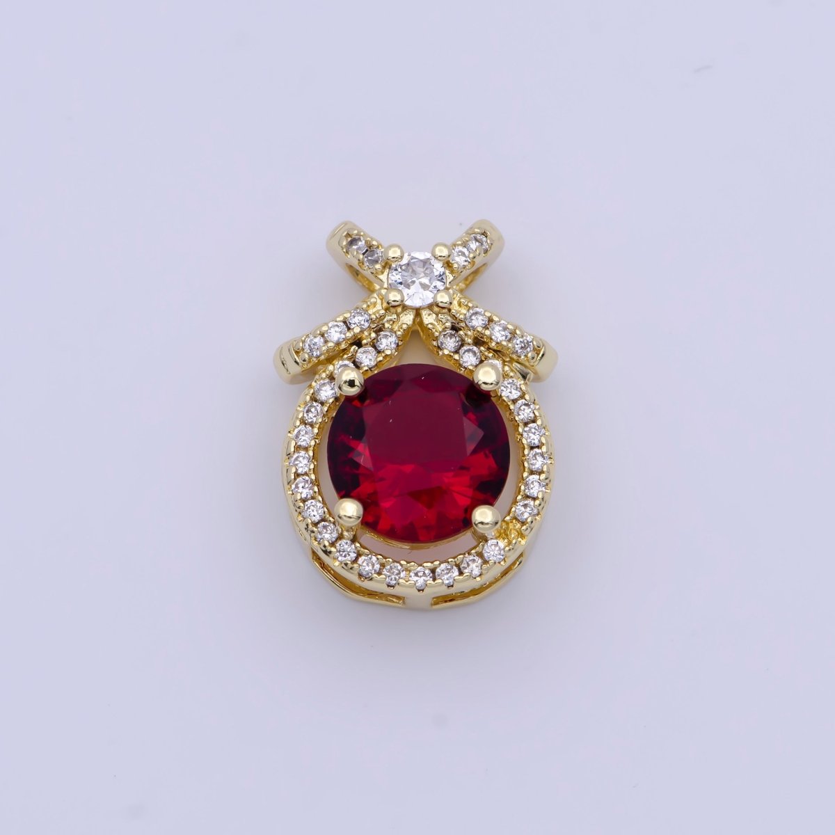 Micro Paved Round Cubic Zirconia Ribbon Knot Pendant For Jewelry Making | X-490-X-493 - DLUXCA