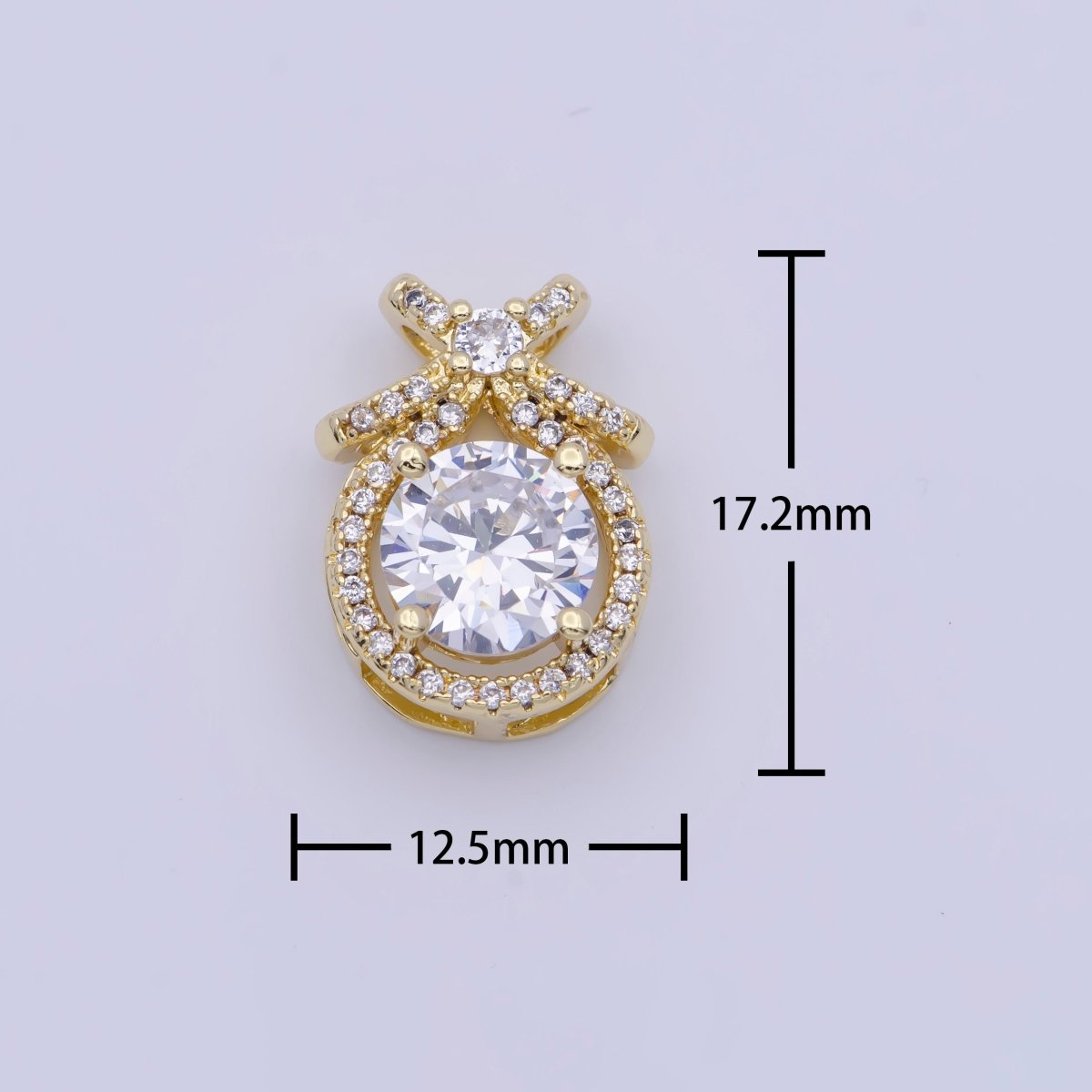 Micro Paved Round Cubic Zirconia Ribbon Knot Pendant For Jewelry Making | X-490-X-493 - DLUXCA