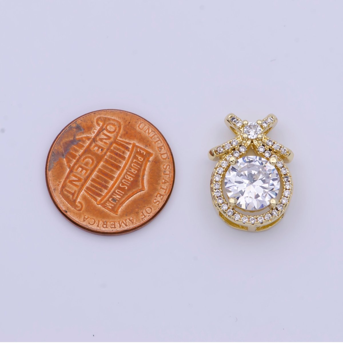 Micro Paved Round Cubic Zirconia Ribbon Knot Pendant For Jewelry Making | X-490-X-493 - DLUXCA