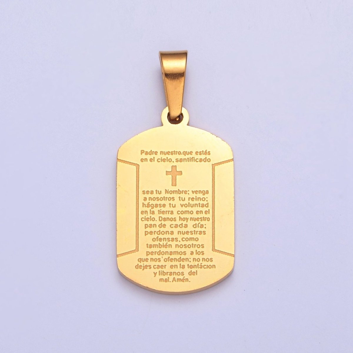 Military Tag Religious Stainless Steel Cross Engraved with the Spanish Lord's Prayer I-486 I-507 - DLUXCA