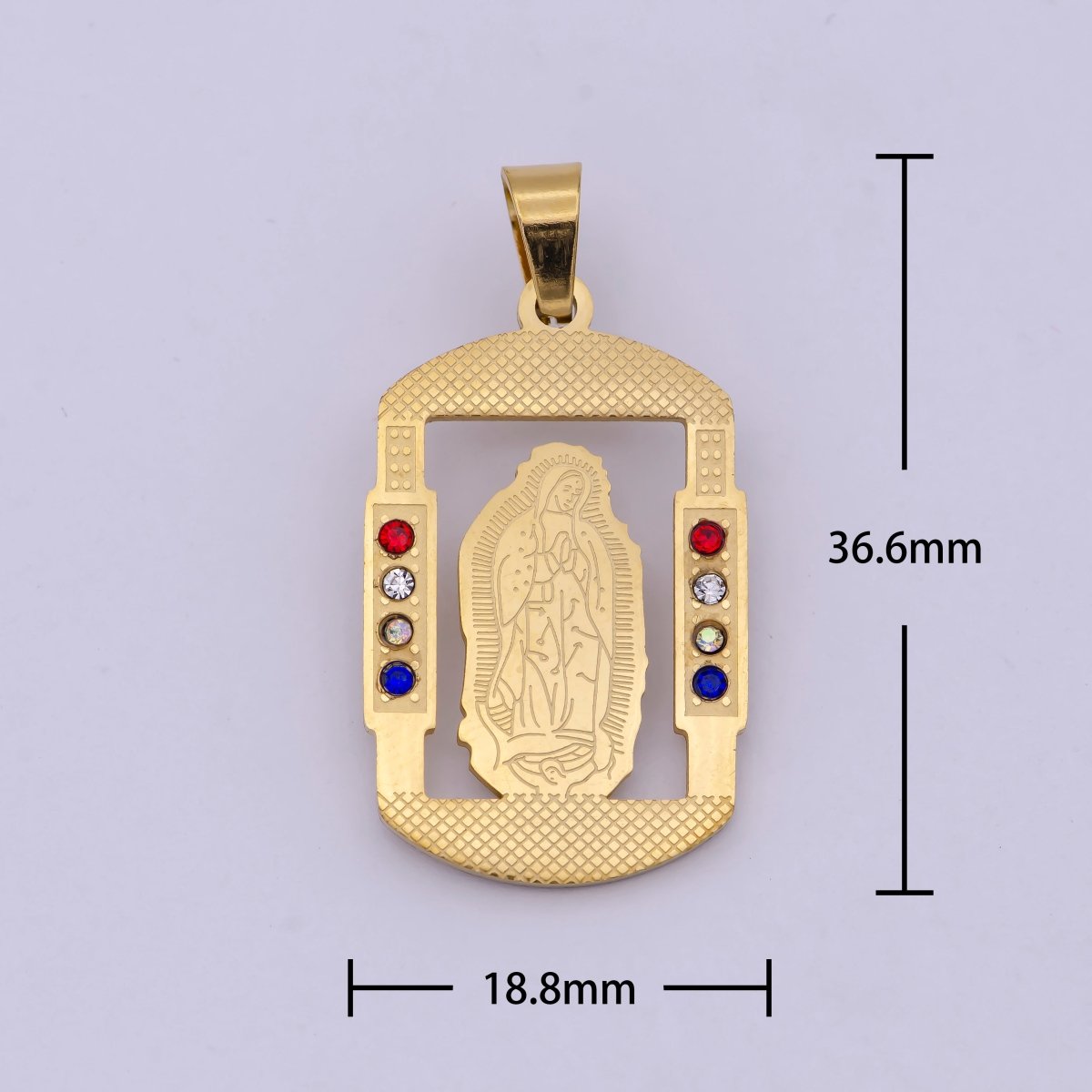Military Tag Virgin Mary Charm for Necklace Gold Lady of Guadalupe Pendant for Religious Jewelry Making Supply in Gold Filled J-316 - DLUXCA