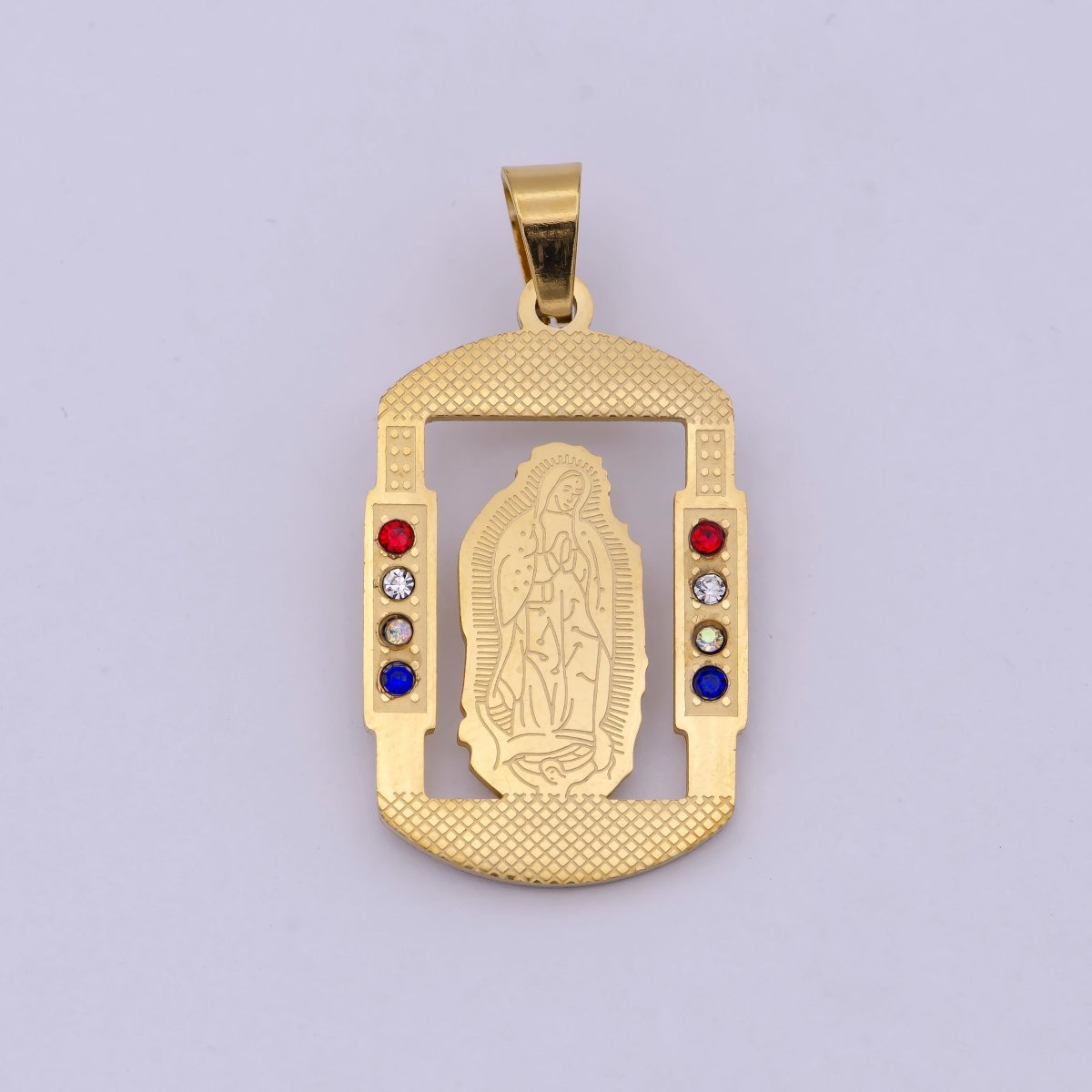 Military Tag Virgin Mary Charm for Necklace Gold Lady of Guadalupe Pendant for Religious Jewelry Making Supply in Gold Filled J-316 - DLUXCA