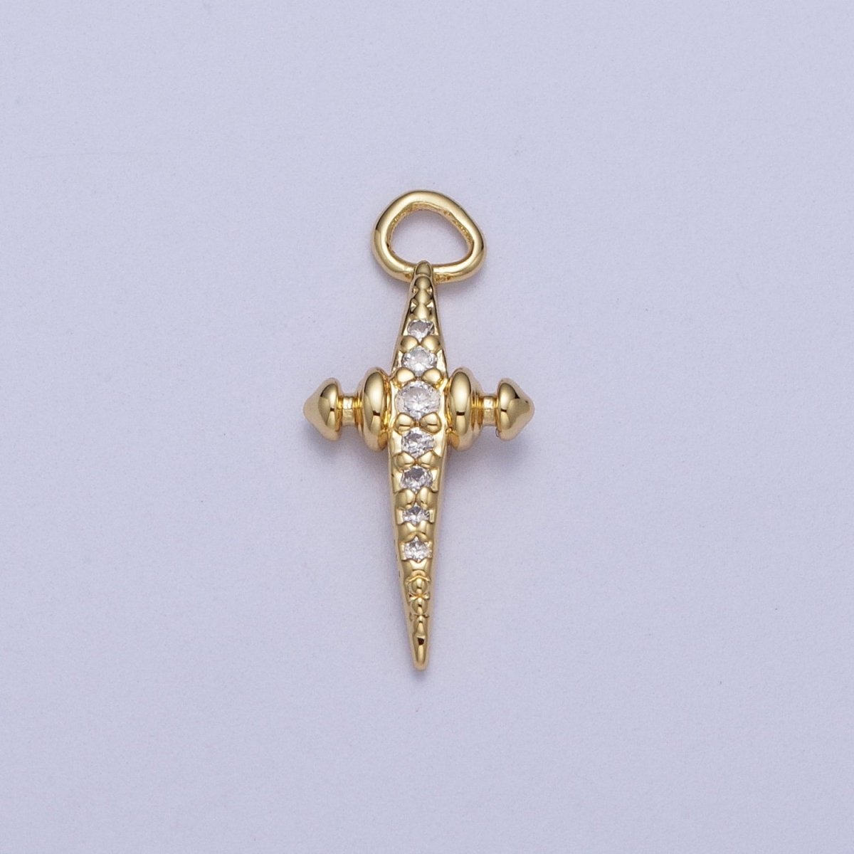 Mini 14K Gold Filled Cross North Star Celestial Jewelry Micro Paved Charm | A-280 - DLUXCA