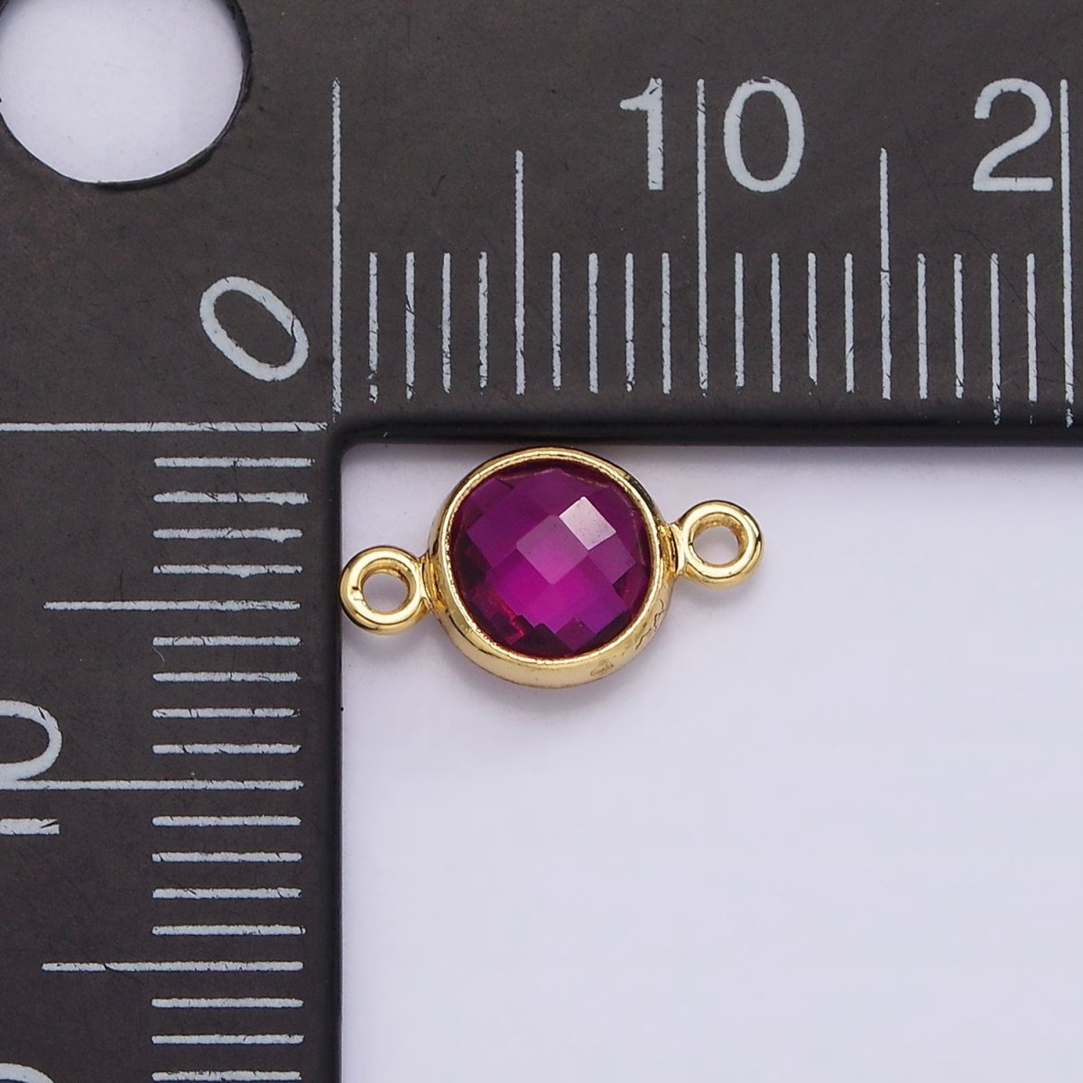 Mini 14k Gold Filled Cubic Zirconia Link Connector Color Faceted Crystal Charm Connector Birthstone Link Connector G-742~G-753 - DLUXCA