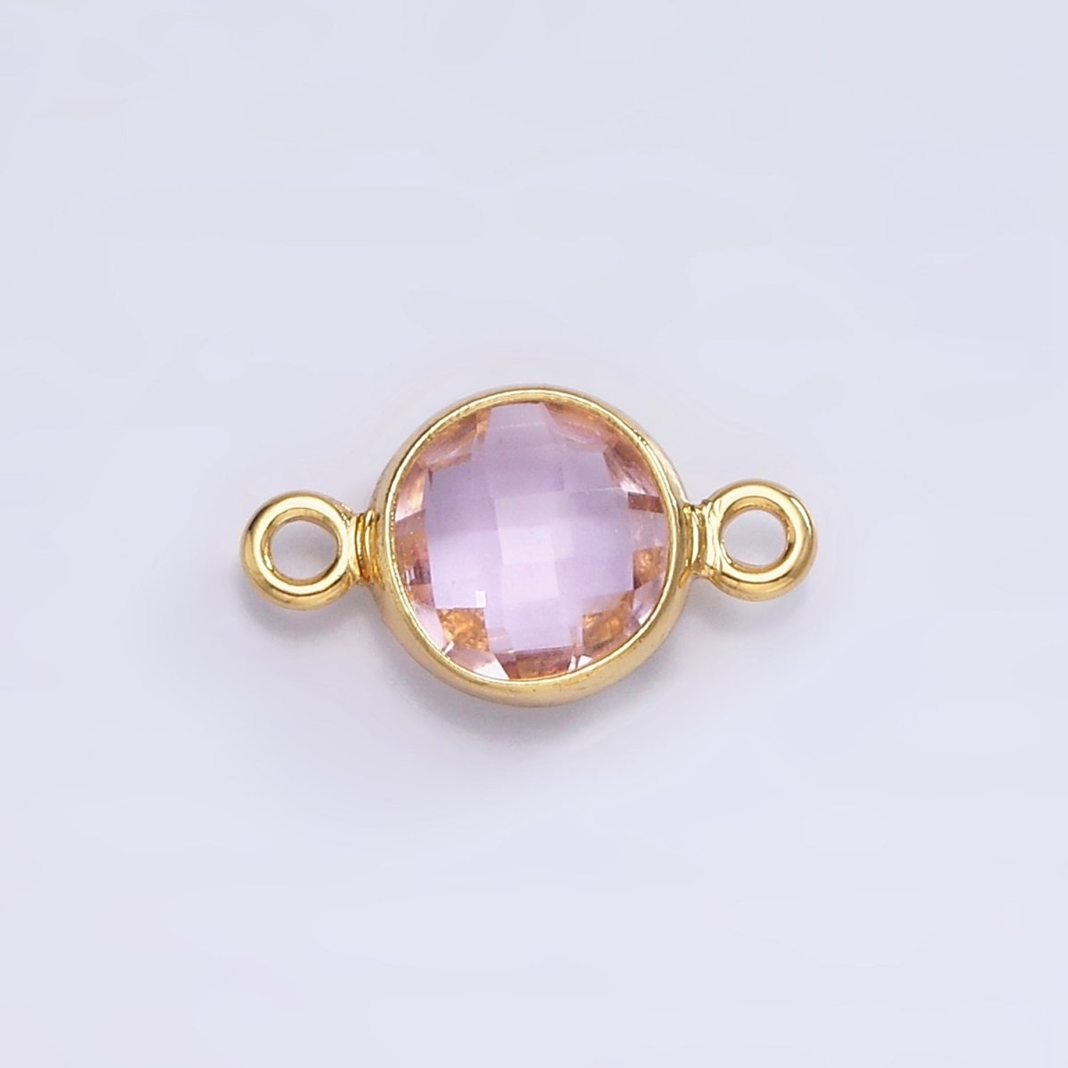 Mini 14k Gold Filled Cubic Zirconia Link Connector Color Faceted Crystal Charm Connector Birthstone Link Connector G-742~G-753 - DLUXCA