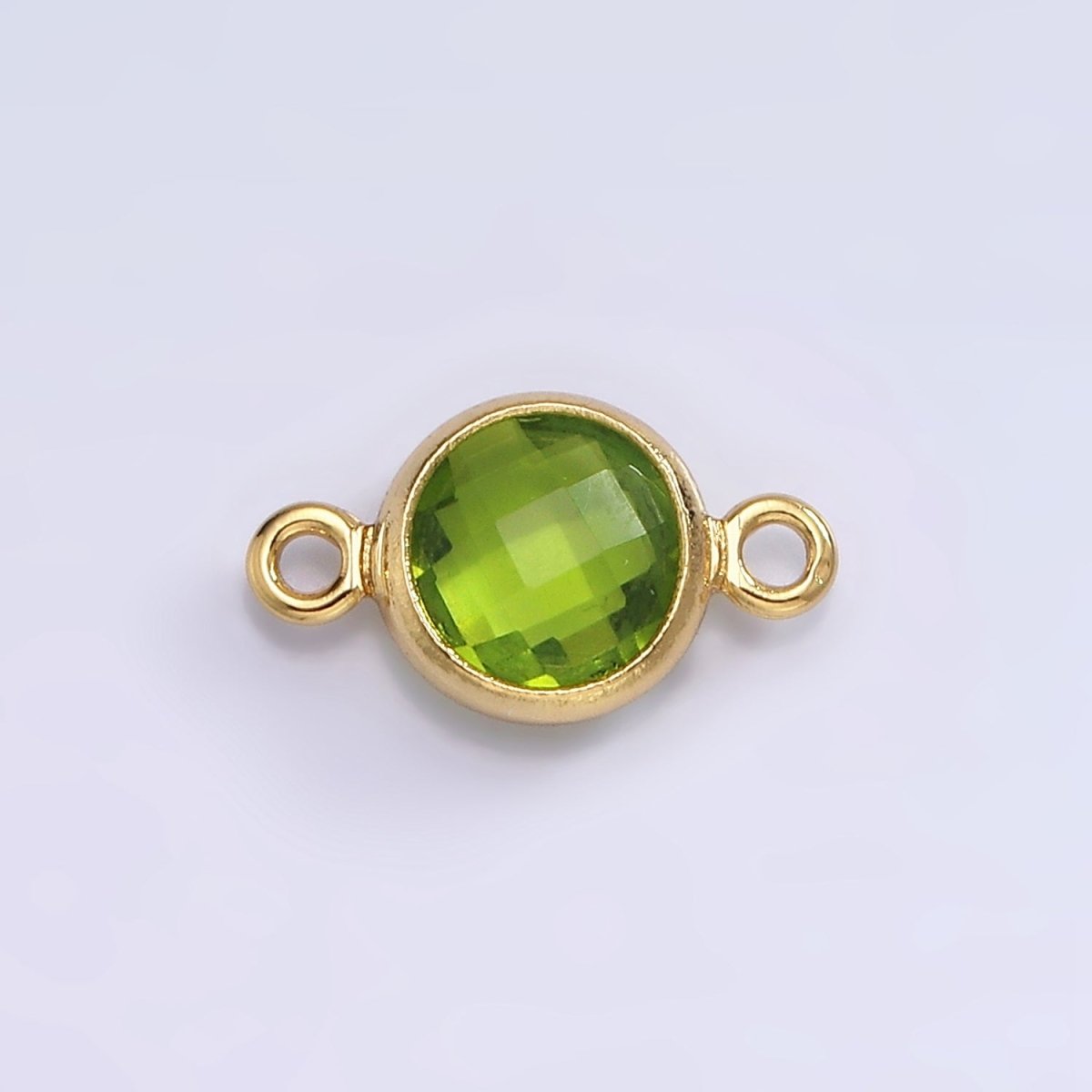 Mini 14k Gold Filled Cubic Zirconia Link Connector Color Faceted Crystal Charm Connector Birthstone Link Connector G-742~G-753 - DLUXCA