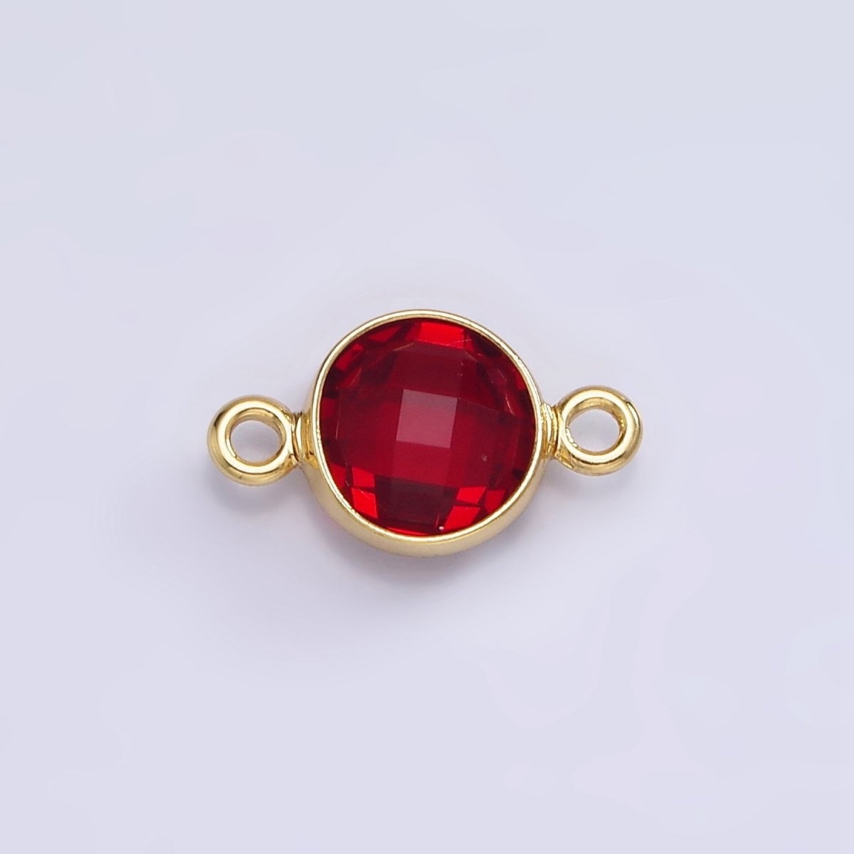 Mini 14k Gold Filled Cubic Zirconia Link Connector Color Faceted Crystal Charm Connector Birthstone Link Connector G-742~G-753 - DLUXCA