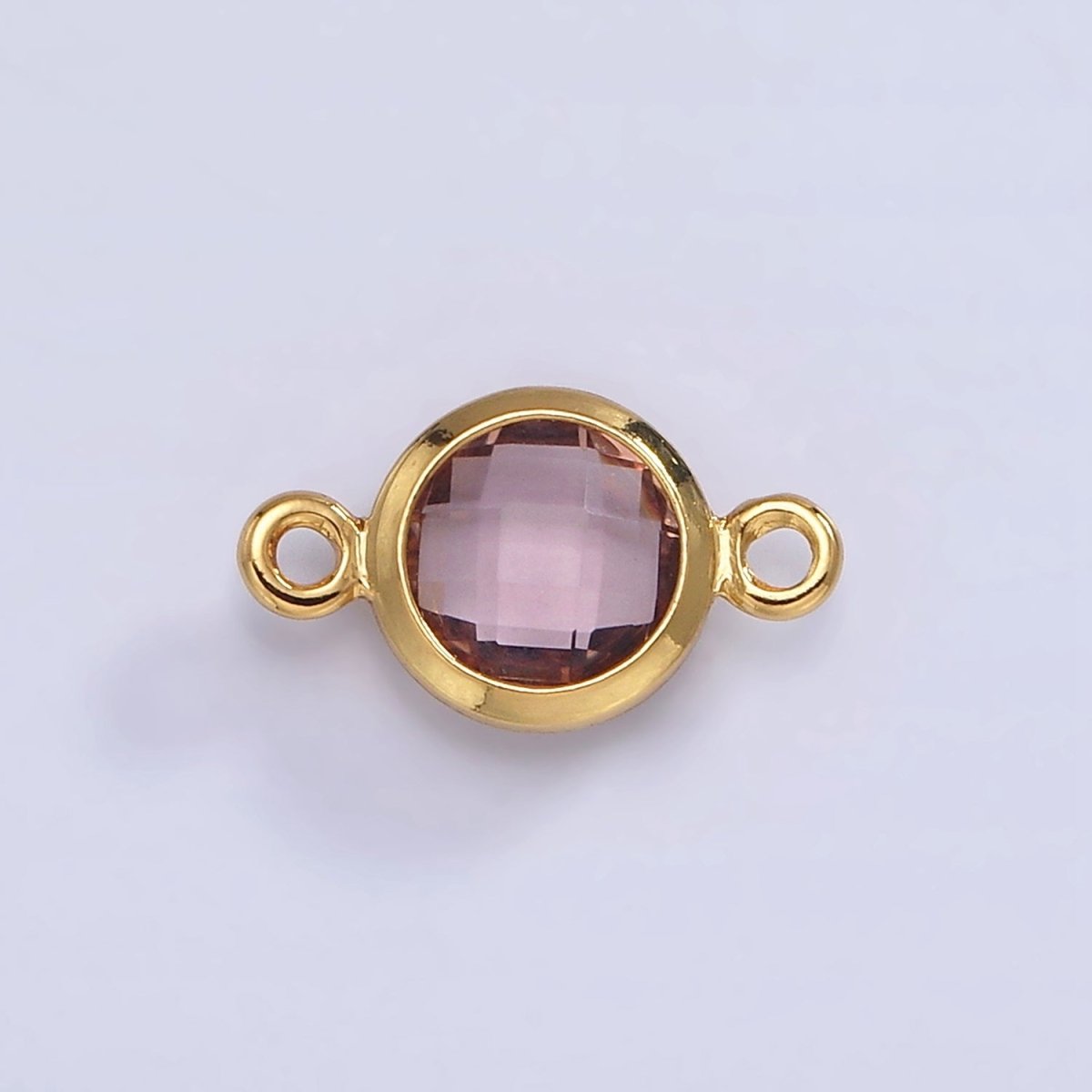Mini 14k Gold Filled Cubic Zirconia Link Connector Color Faceted Crystal Charm Connector Birthstone Link Connector G-742~G-753 - DLUXCA