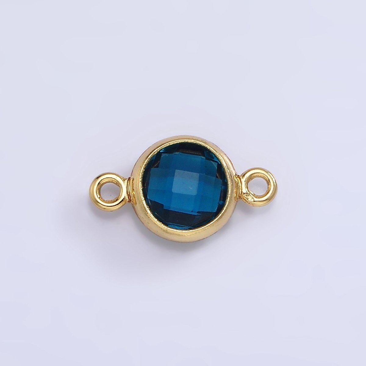 Mini 14k Gold Filled Cubic Zirconia Link Connector Color Faceted Crystal Charm Connector Birthstone Link Connector G-742~G-753 - DLUXCA