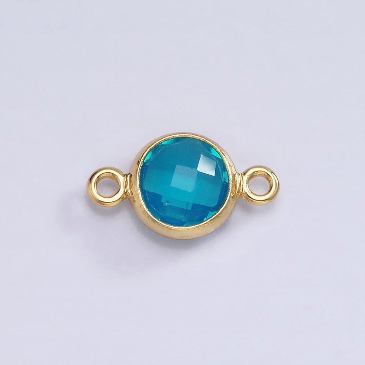 Mini 14k Gold Filled Cubic Zirconia Link Connector Color Faceted Crystal Charm Connector Birthstone Link Connector G-742~G-753 - DLUXCA