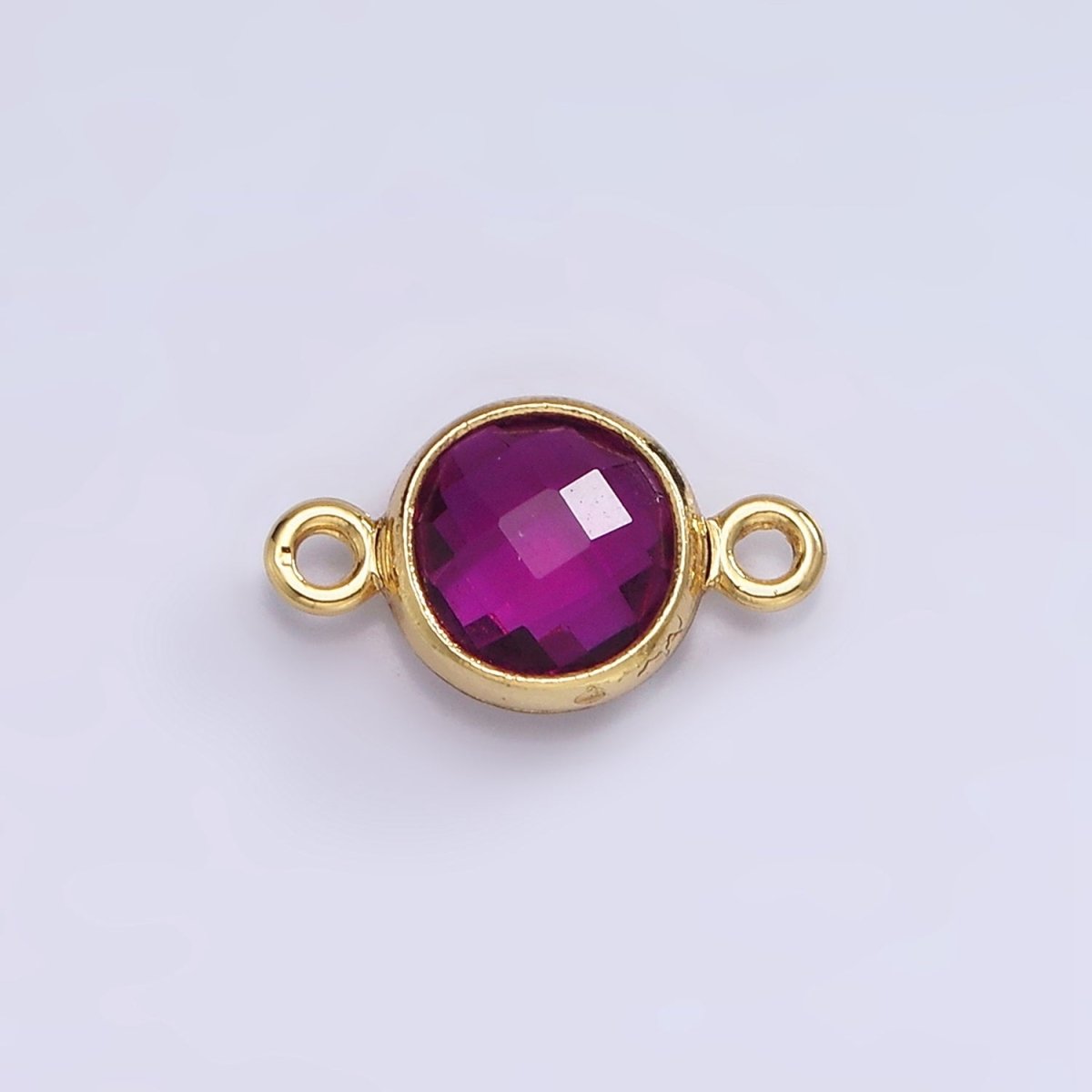 Mini 14k Gold Filled Cubic Zirconia Link Connector Color Faceted Crystal Charm Connector Birthstone Link Connector G-742~G-753 - DLUXCA