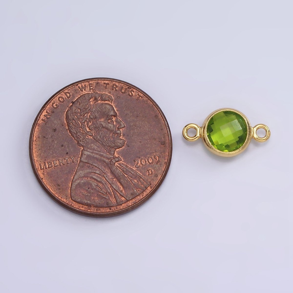 Mini 14k Gold Filled Cubic Zirconia Link Connector Color Faceted Crystal Charm Connector Birthstone Link Connector G-742~G-753 - DLUXCA