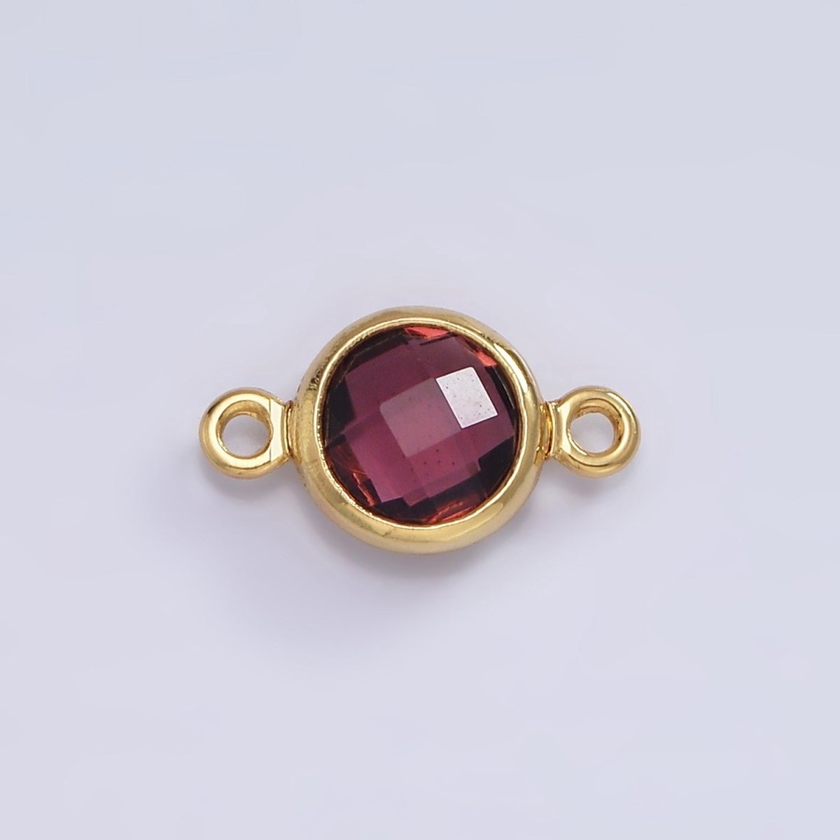 Mini 14k Gold Filled Cubic Zirconia Link Connector Color Faceted Crystal Charm Connector Birthstone Link Connector G-742~G-753 - DLUXCA