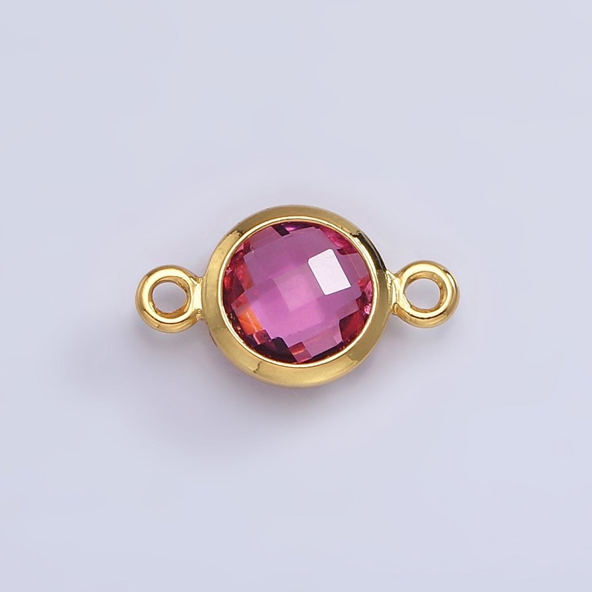 Mini 14k Gold Filled Cubic Zirconia Link Connector Color Faceted Crystal Charm Connector Birthstone Link Connector G-742~G-753 - DLUXCA