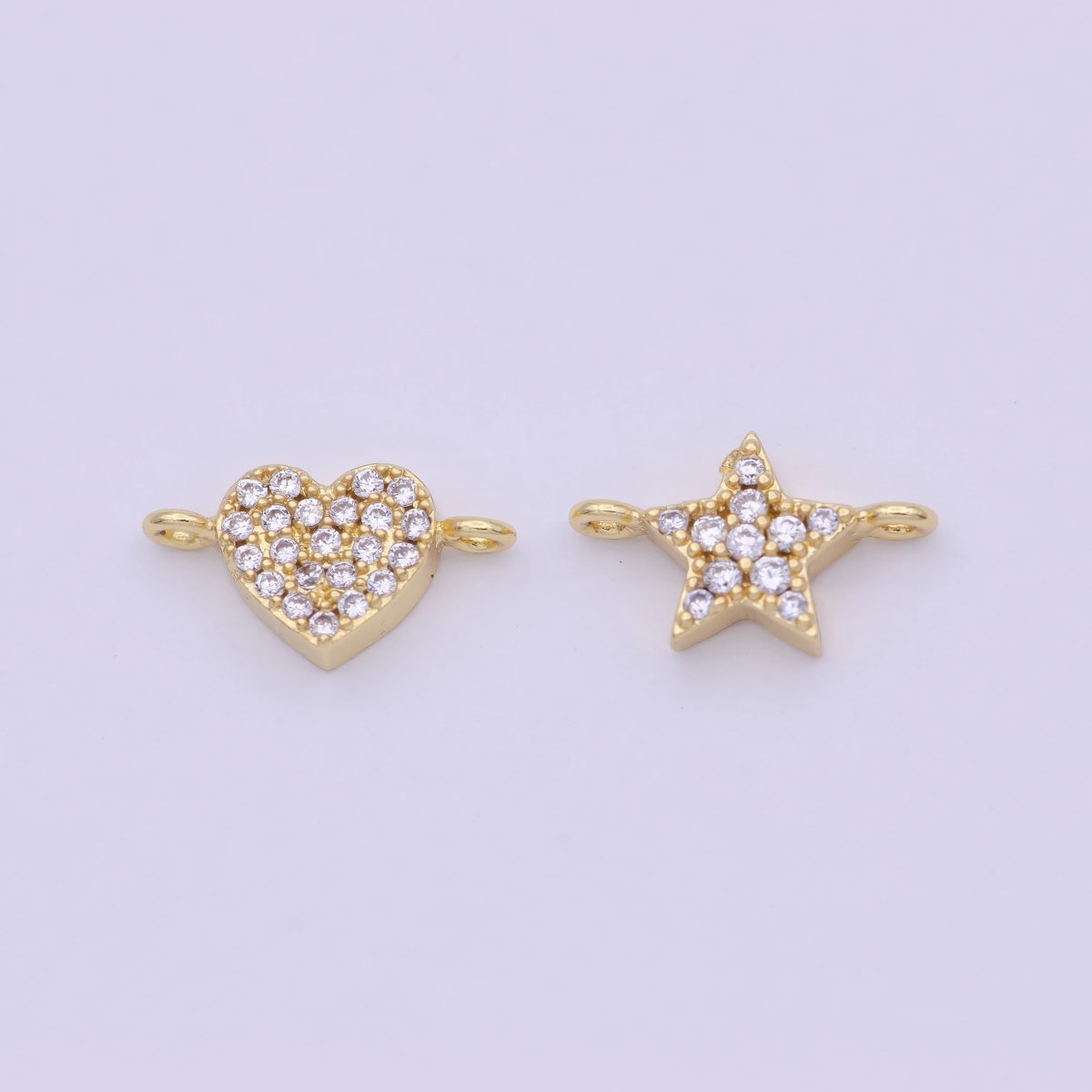 Mini 14k Gold Filled Heart, Star Charm Connector for Bracelet Necklace Earring Link Connector Supply F-001 F-003 - DLUXCA