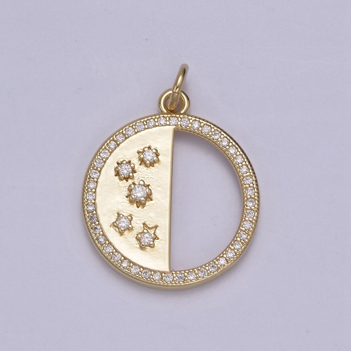Mini 14K Gold Filled Star Charm in Coin Cubic Micro Pave Cz Charm N-815 - DLUXCA