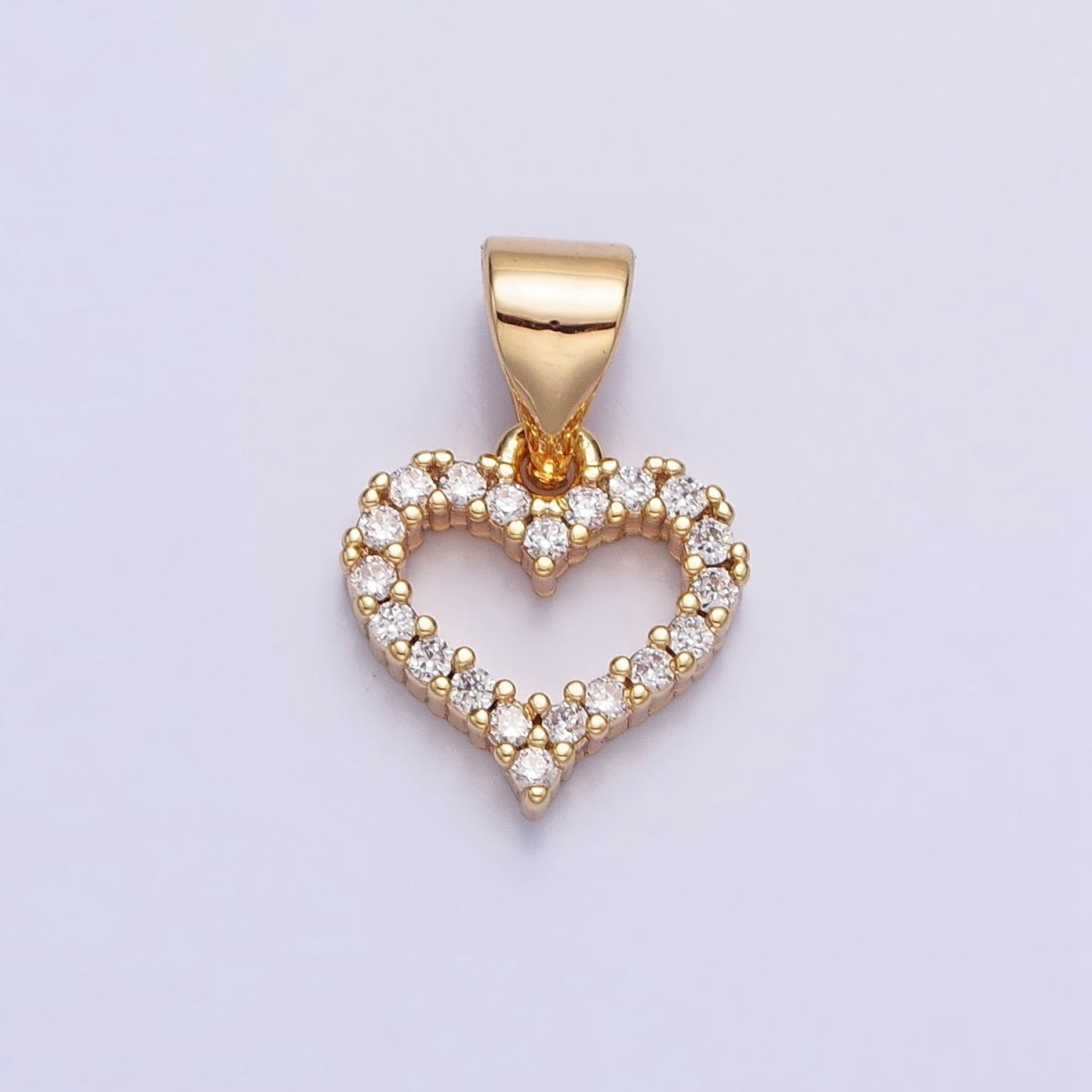 Mini 16k Gold Filled Heart Pendant Micro Pave Heart Charm AA313 AA314 - DLUXCA
