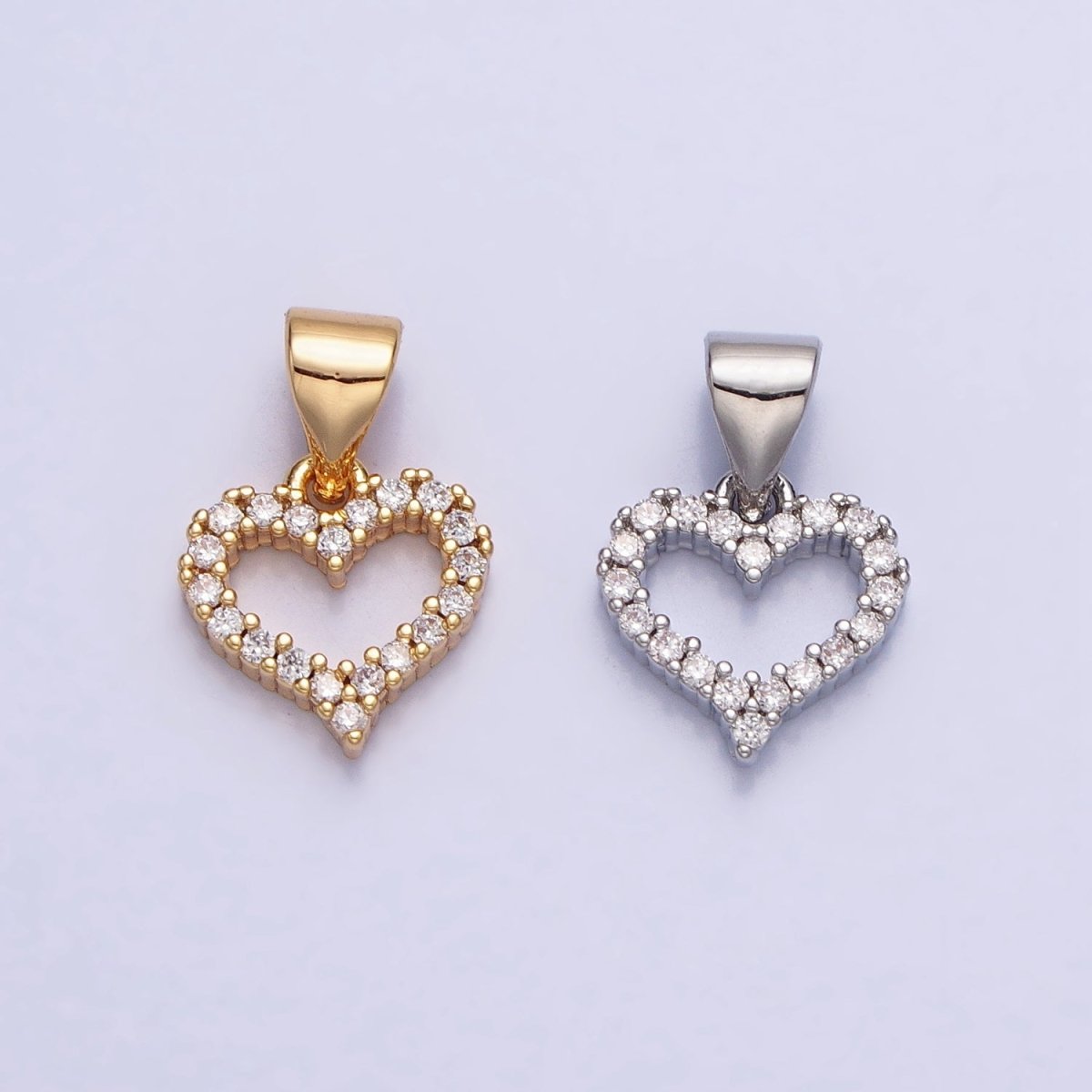 Mini 16k Gold Filled Heart Pendant Micro Pave Heart Charm AA313 AA314 - DLUXCA
