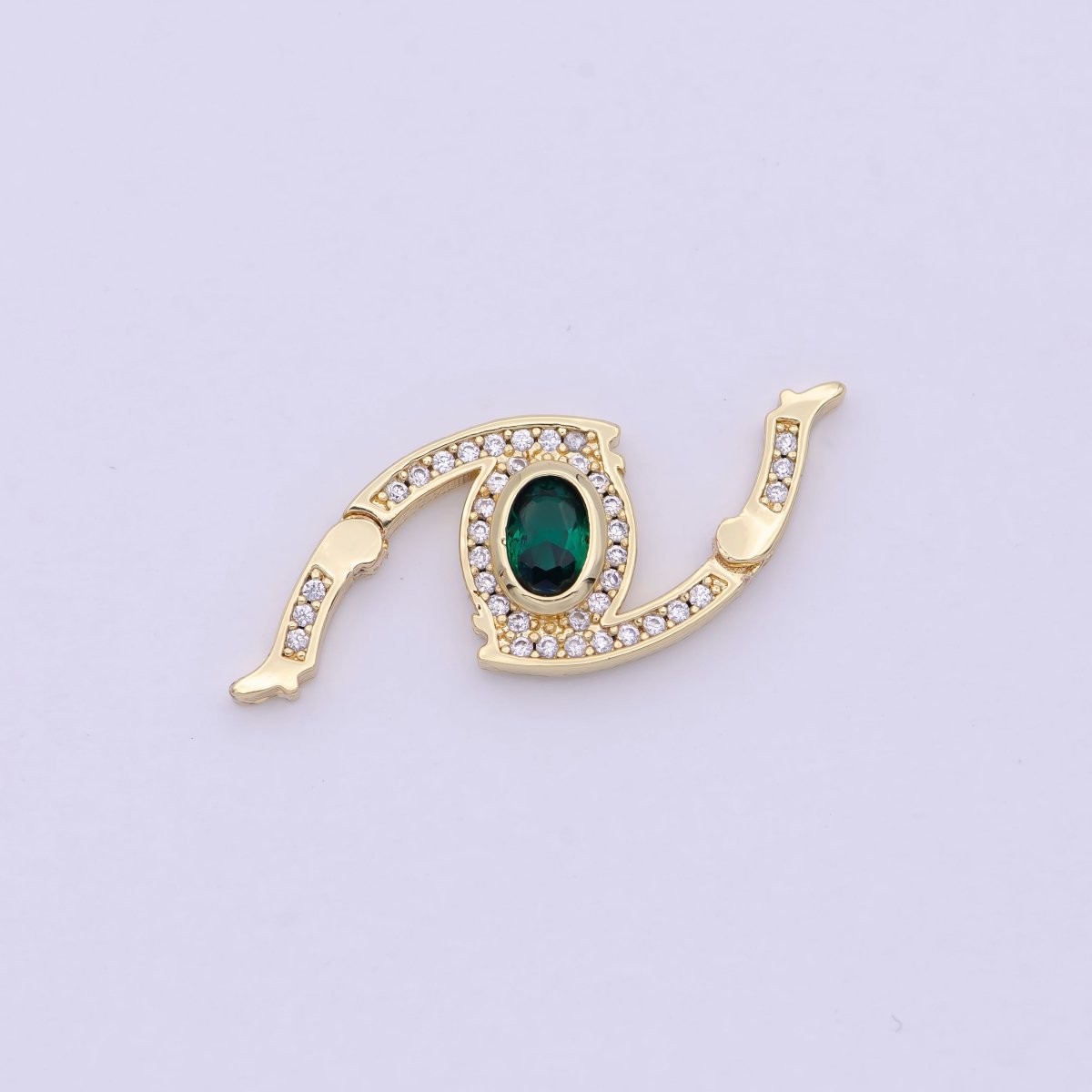 Mini 24k Gold CZ Micro Pave Clasp Evil Eye Lock Clasp, Interlock Micro pave Clasp Fastener for Bracelet Necklace Connector Clasp L-566 L-567 - DLUXCA