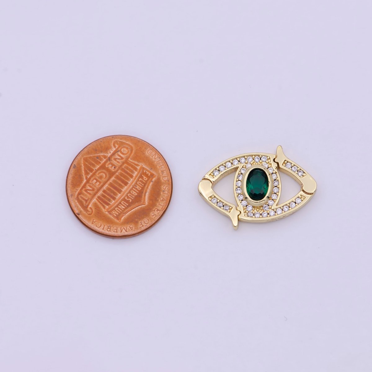 Mini 24k Gold CZ Micro Pave Clasp Evil Eye Lock Clasp, Interlock Micro pave Clasp Fastener for Bracelet Necklace Connector Clasp L-566 L-567 - DLUXCA