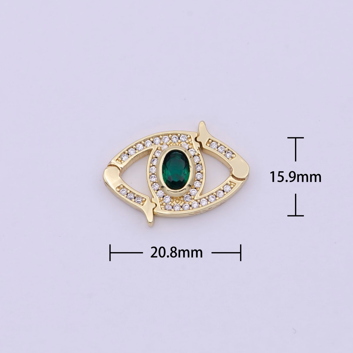 Mini 24k Gold CZ Micro Pave Clasp Evil Eye Lock Clasp, Interlock Micro pave Clasp Fastener for Bracelet Necklace Connector Clasp L-566 L-567 - DLUXCA