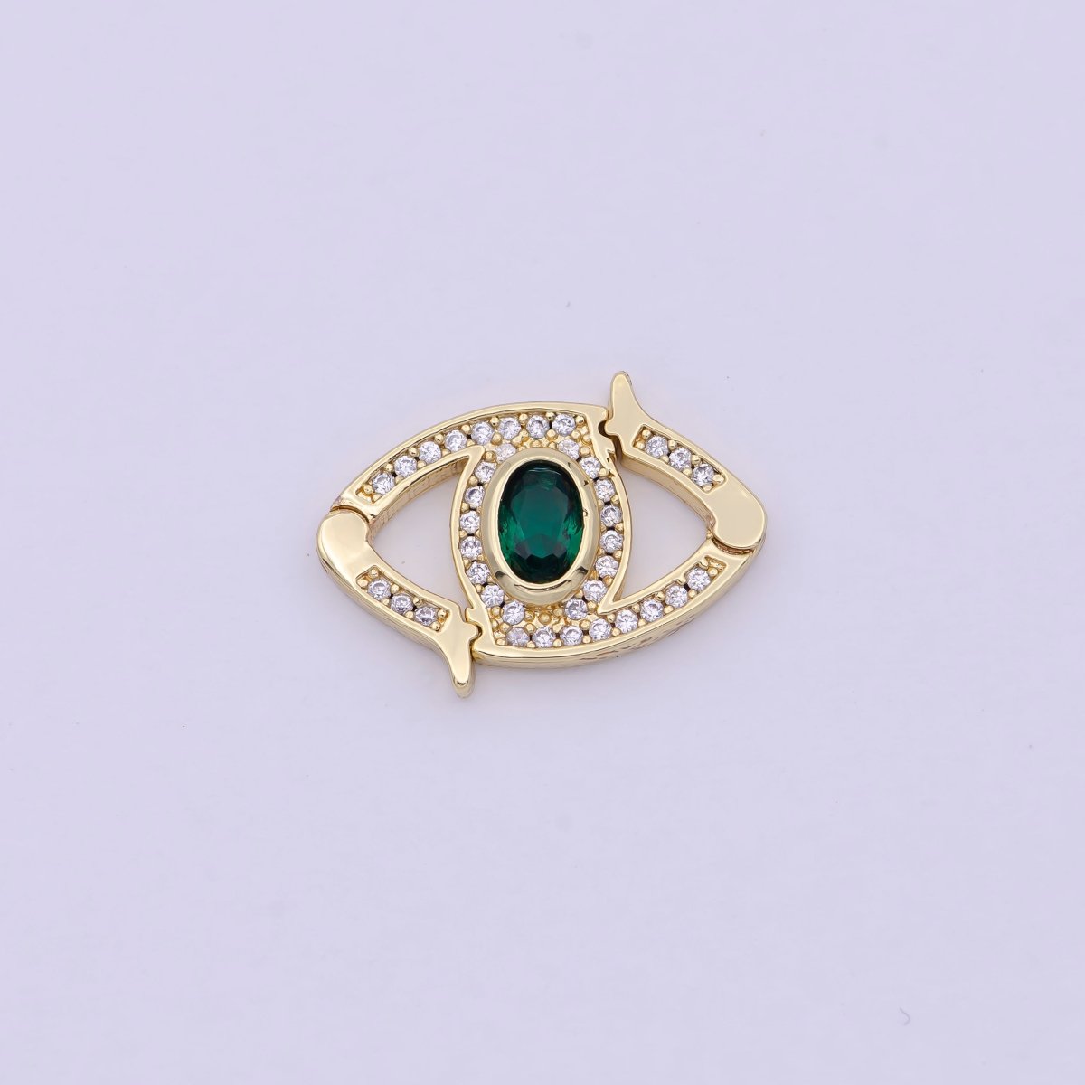 Mini 24k Gold CZ Micro Pave Clasp Evil Eye Lock Clasp, Interlock Micro pave Clasp Fastener for Bracelet Necklace Connector Clasp L-566 L-567 - DLUXCA