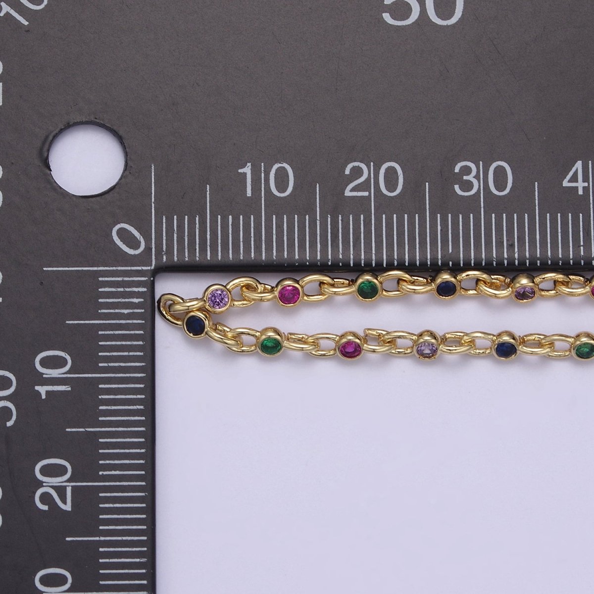 Mini 24k Gold Filled Chain Round CZ Chain by Foot / Yard Bulk Chain Round Bezel Cut Cubic Chains 2.5mm CZ Chain Unsoldered | ROLL-750 751 752 753 Clearance Pricing - DLUXCA