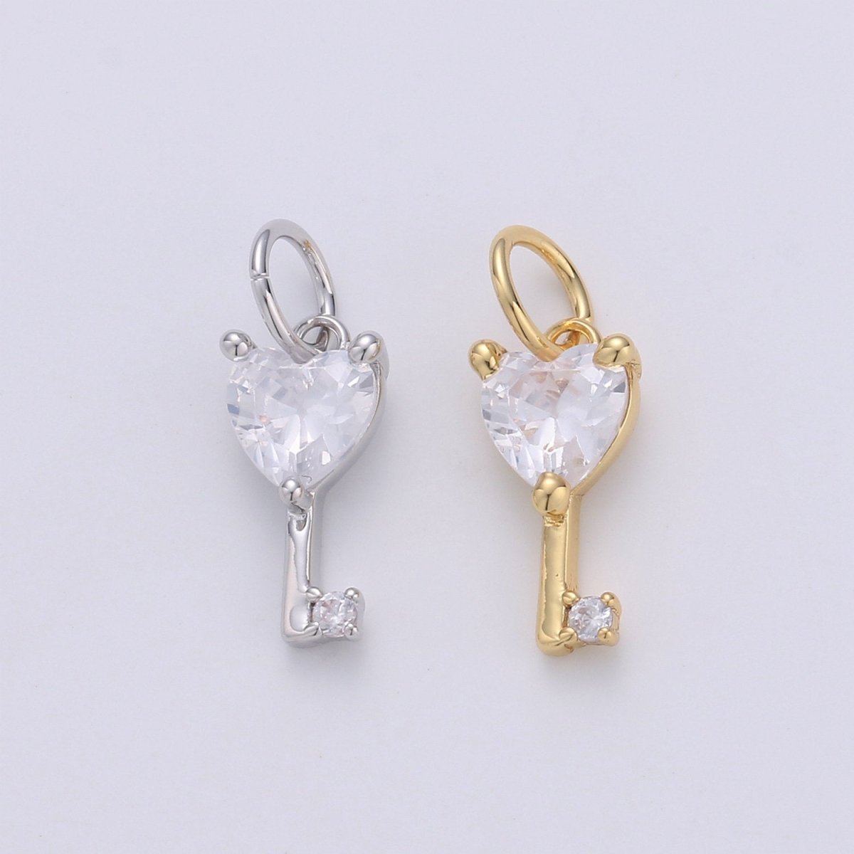 Mini 24k Gold Filled Heart Charms, Gold Filled Love Charm, Cubic Charm ,Gold Love Key charm Relationship Jewelry Inspired D-561 D-562 - DLUXCA