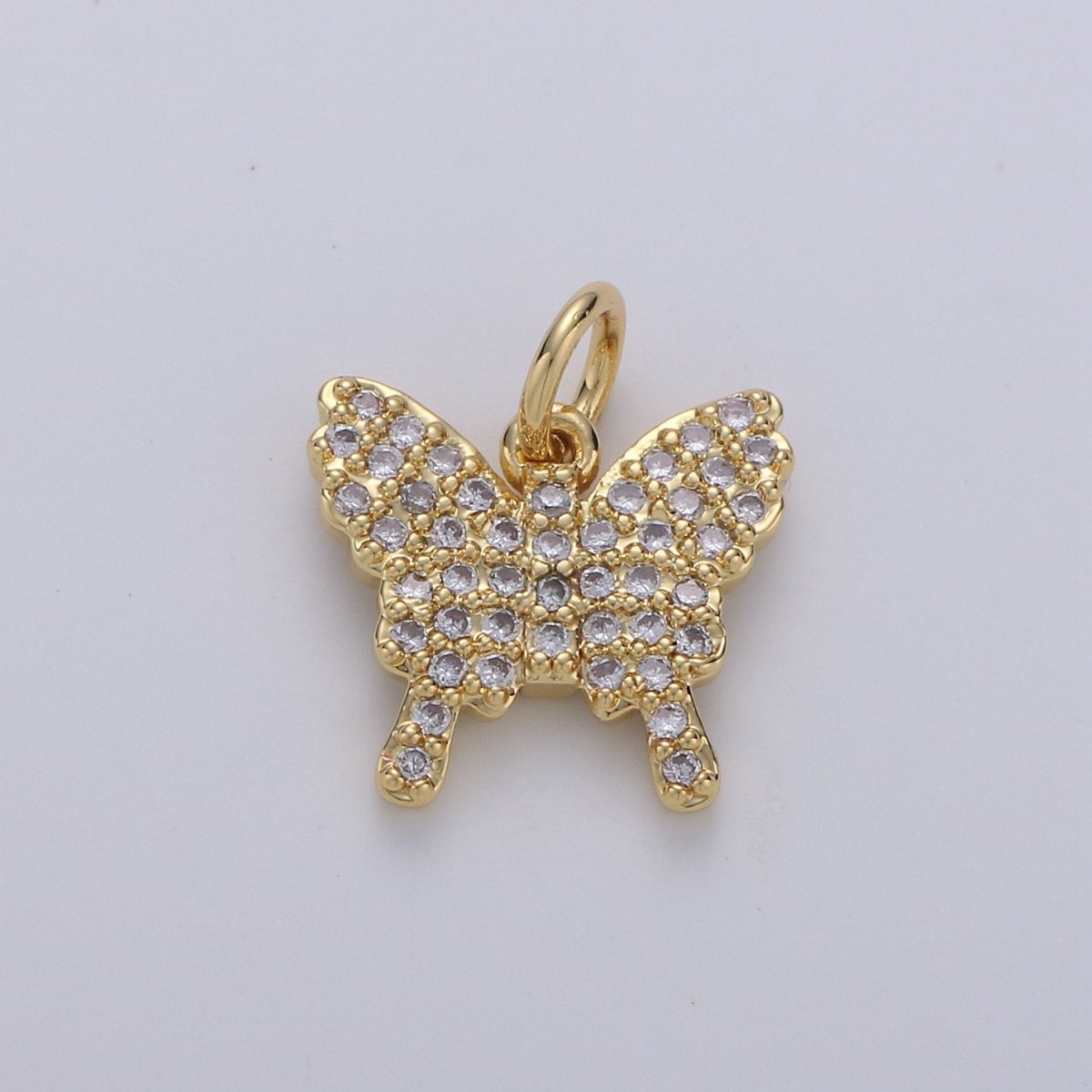 Mini 24k Gold Filled Micro Pave Butterfly Charm, Cubic Zirconia Mariposa Pendant Charm for Bracelet Earring Necklace jewelry Supply D-597 D-598 - DLUXCA