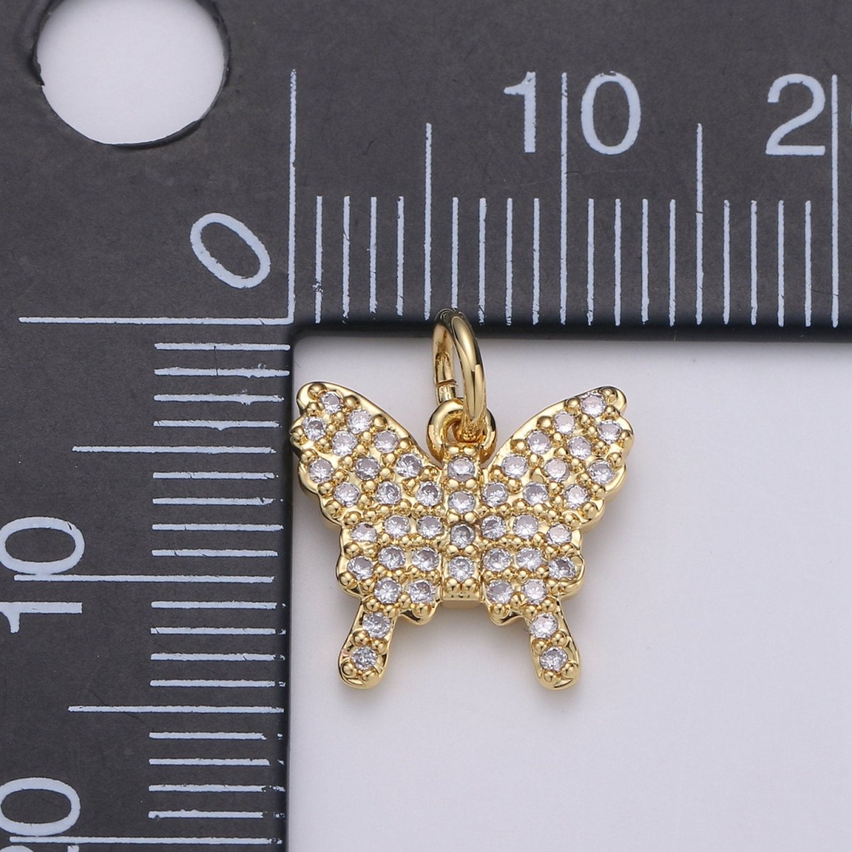 Mini 24k Gold Filled Micro Pave Butterfly Charm, Cubic Zirconia Mariposa Pendant Charm for Bracelet Earring Necklace jewelry Supply D-597 D-598 - DLUXCA