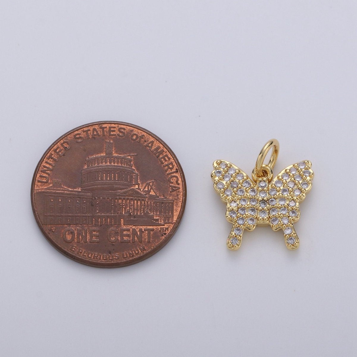 Mini 24k Gold Filled Micro Pave Butterfly Charm, Cubic Zirconia Mariposa Pendant Charm for Bracelet Earring Necklace jewelry Supply D-597 D-598 - DLUXCA