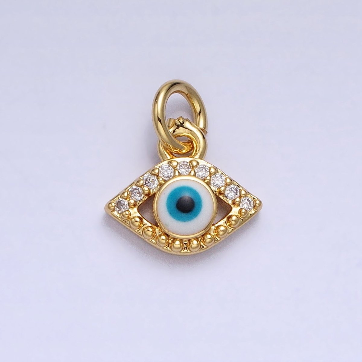 Mini 24K Gold Filled Micro Pave Evil Eye Pendant Add-On Charm Enamel Jewelry | AC457 - DLUXCA