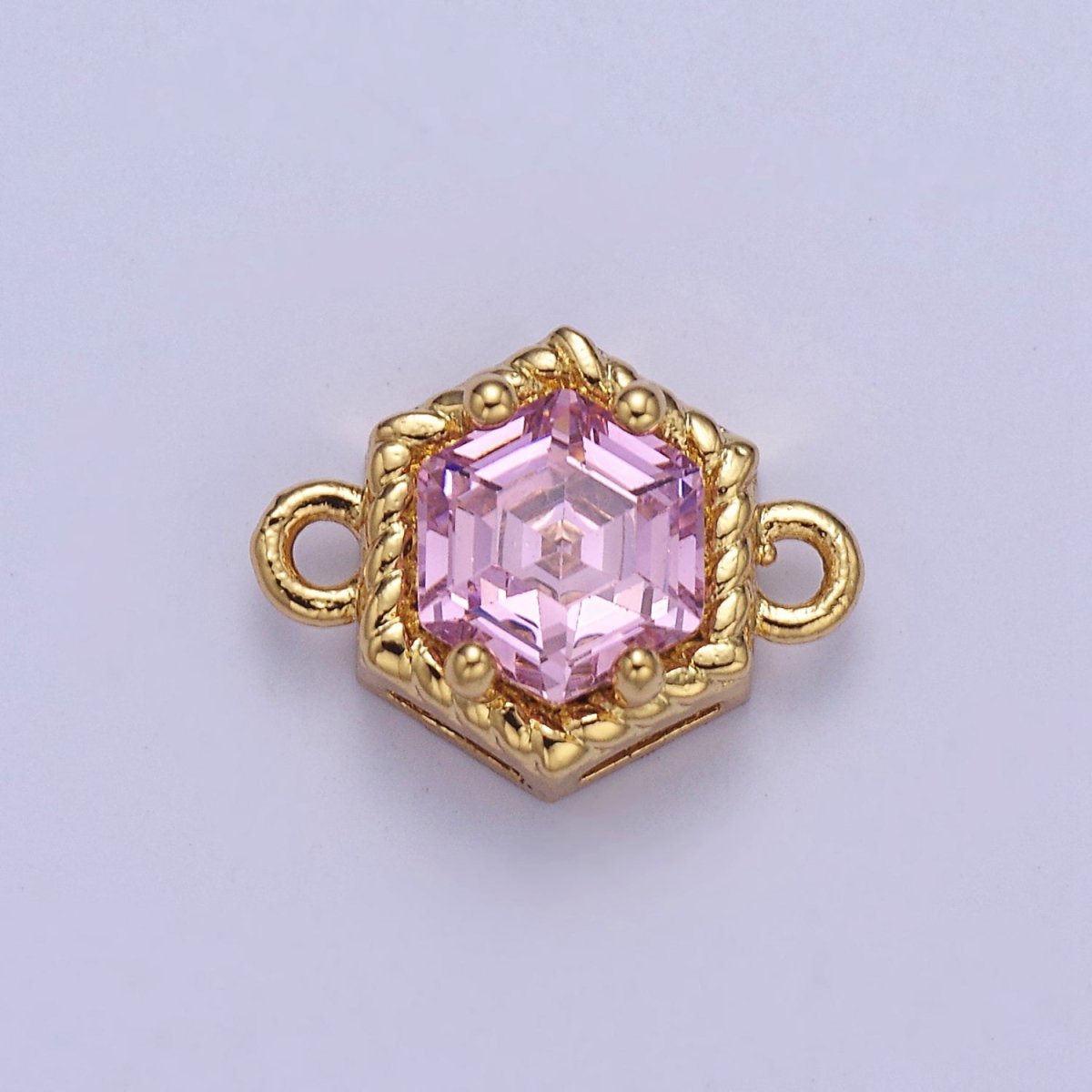 Mini 24K Gold Filled Octagon Charm Connector CZ Micro Pave Colorful Link connector for Bracelet Necklace F-500 F-782 F-783 F-794 F-796 - DLUXCA