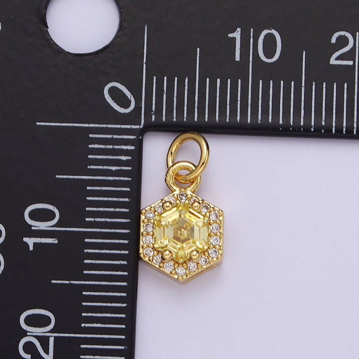 Mini 24K Gold Filled Octagon Charm CZ Micro Pave Pendant for Bracelet Necklace E-758 E-759 E-760 E-761 E-762 - DLUXCA
