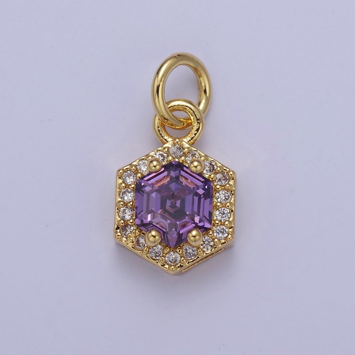 Mini 24K Gold Filled Octagon Charm CZ Micro Pave Pendant for Bracelet Necklace E-758 E-759 E-760 E-761 E-762 - DLUXCA