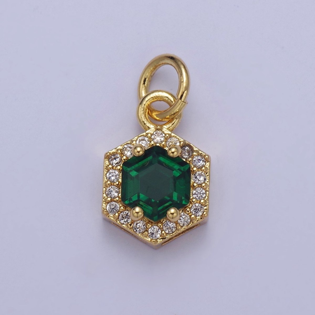 Mini 24K Gold Filled Octagon Charm CZ Micro Pave Pendant for Bracelet Necklace E-758 E-759 E-760 E-761 E-762 - DLUXCA