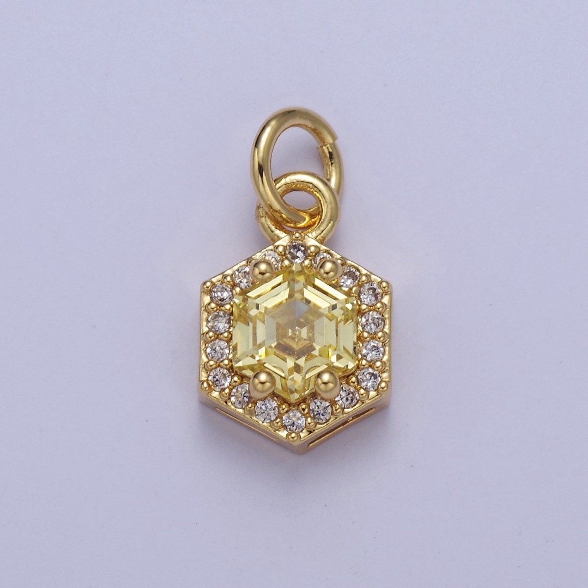 Mini 24K Gold Filled Octagon Charm CZ Micro Pave Pendant for Bracelet Necklace E-758 E-759 E-760 E-761 E-762 - DLUXCA