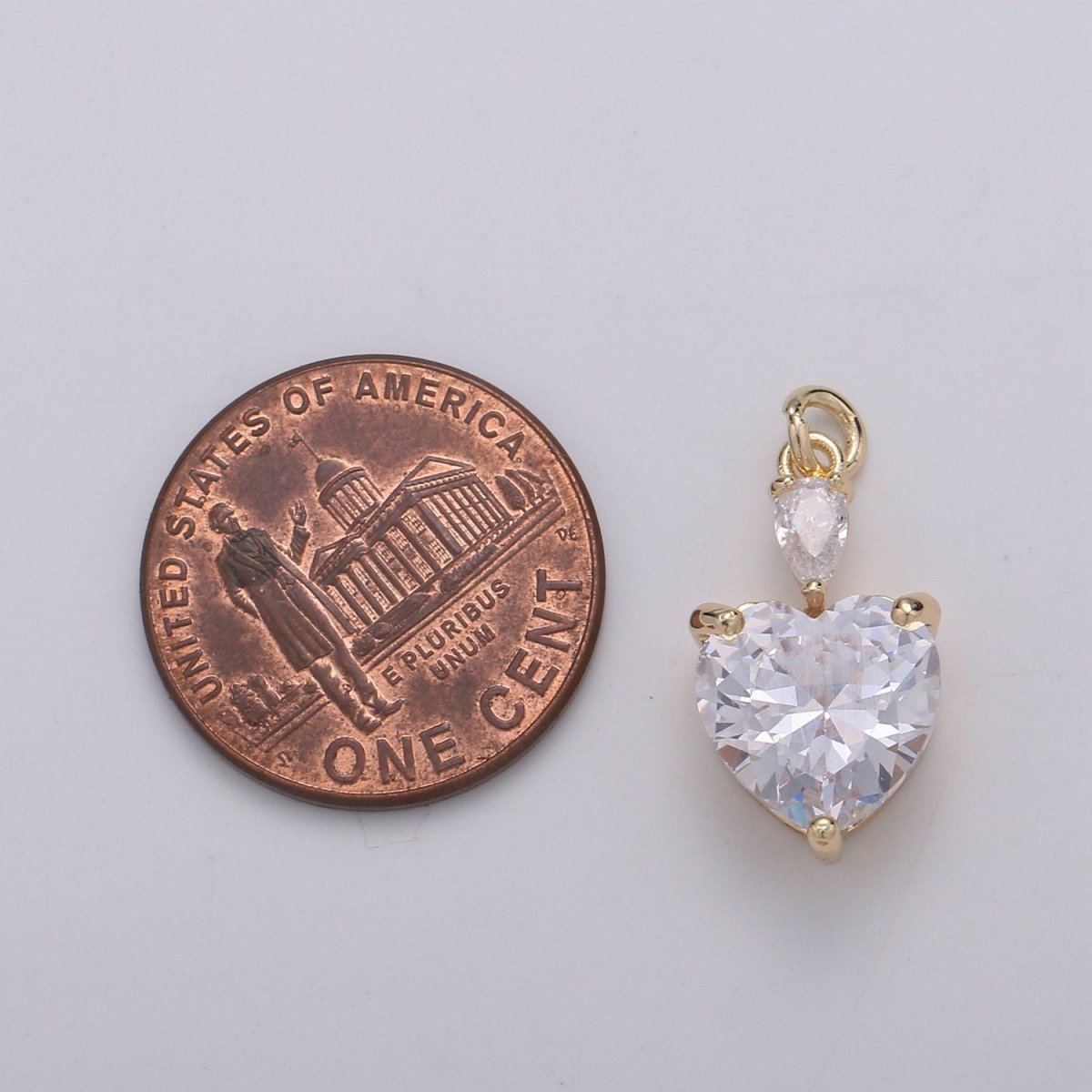 Mini 24k Gold Filled Pear & Heart Cubic Charms, Gold Filled Love Charm, Cubic Charm ,Gold Love Lock charm Relationship Jewelry Inspired D-155 - DLUXCA