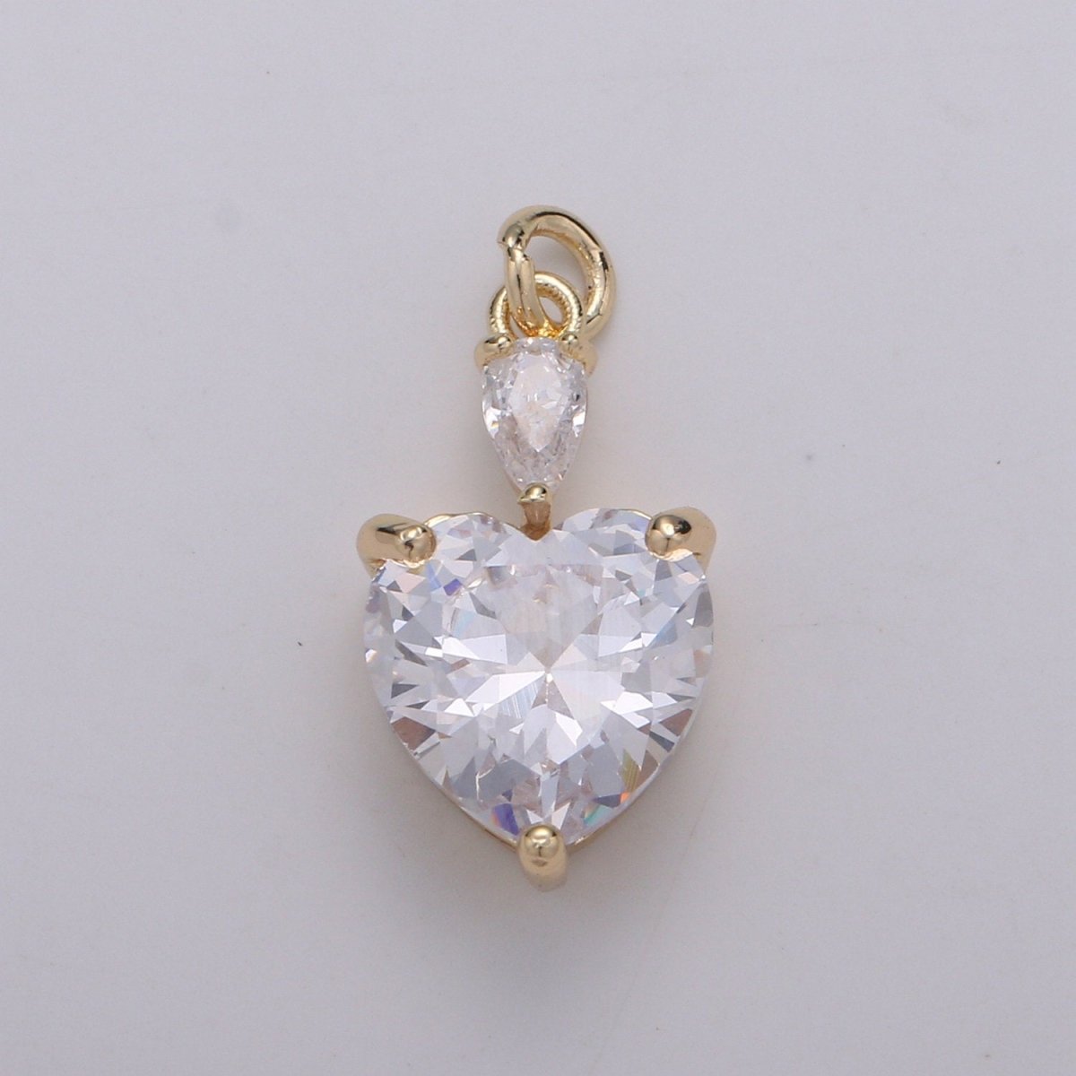 Mini 24k Gold Filled Pear & Heart Cubic Charms, Gold Filled Love Charm, Cubic Charm ,Gold Love Lock charm Relationship Jewelry Inspired D-155 - DLUXCA