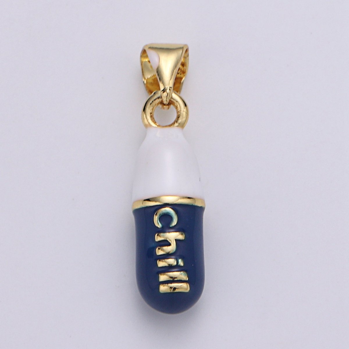 Mini 24K Gold Filled Pill Bar Charm Enamel Pink Love Chill Happy Pill Pendant for Bracelet Necklace Earring Component Supply 23x5mm J-203~J-207,J-209~J-213,J-244~J-248 - DLUXCA