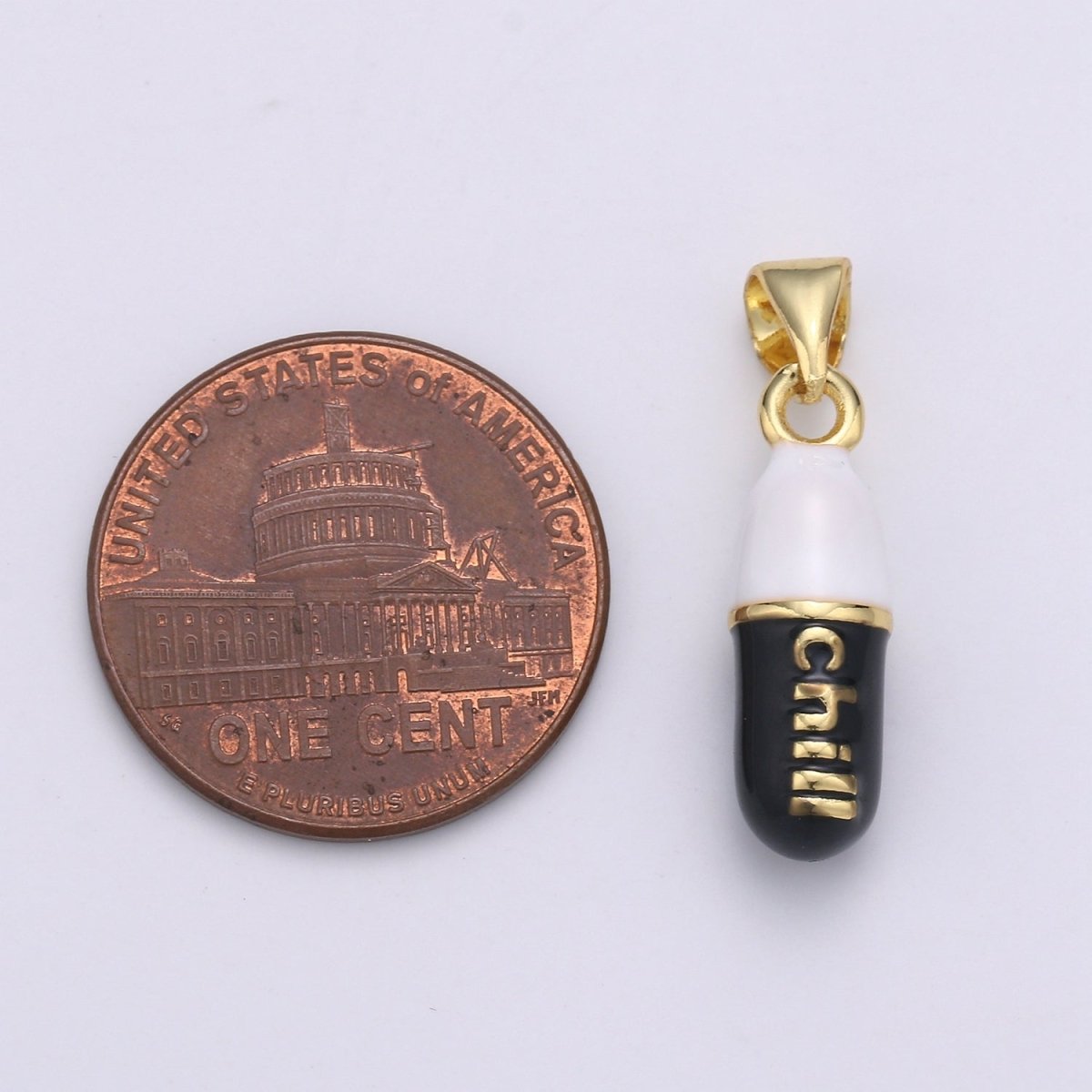 Mini 24K Gold Filled Pill Bar Charm Enamel Pink Love Chill Happy Pill Pendant for Bracelet Necklace Earring Component Supply 23x5mm J-203~J-207,J-209~J-213,J-244~J-248 - DLUXCA