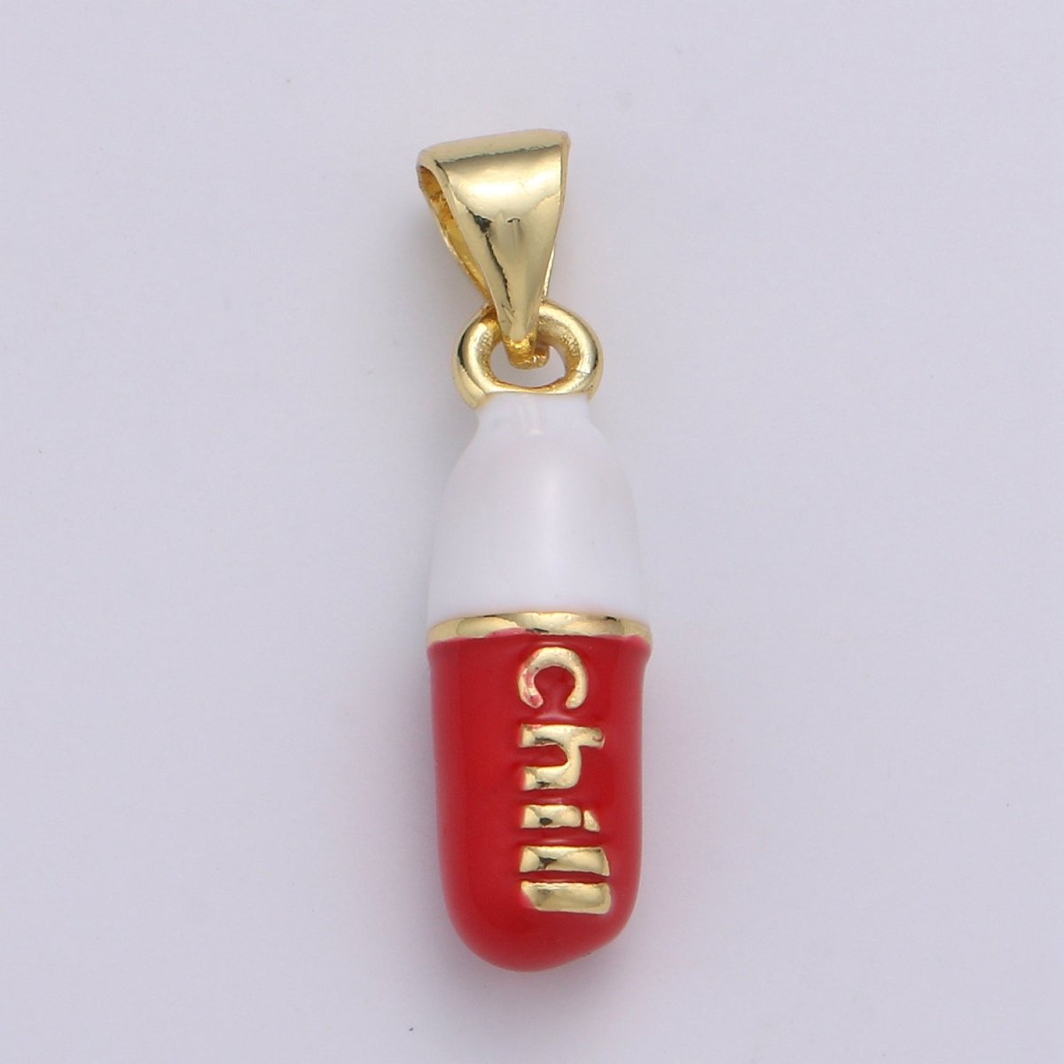 Mini 24K Gold Filled Pill Bar Charm Enamel Pink Love Chill Happy Pill Pendant for Bracelet Necklace Earring Component Supply 23x5mm J-203~J-207,J-209~J-213,J-244~J-248 - DLUXCA